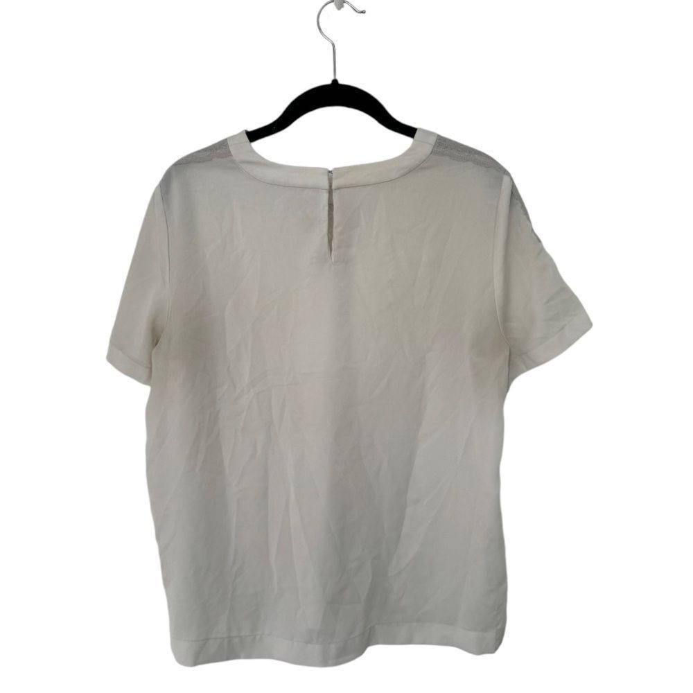 J.Crew J.Crew White Lace Detail Blouse | Size S | Short Sleeve Ligh Size S / US 4 / IT 40 - 4 Thumbnail