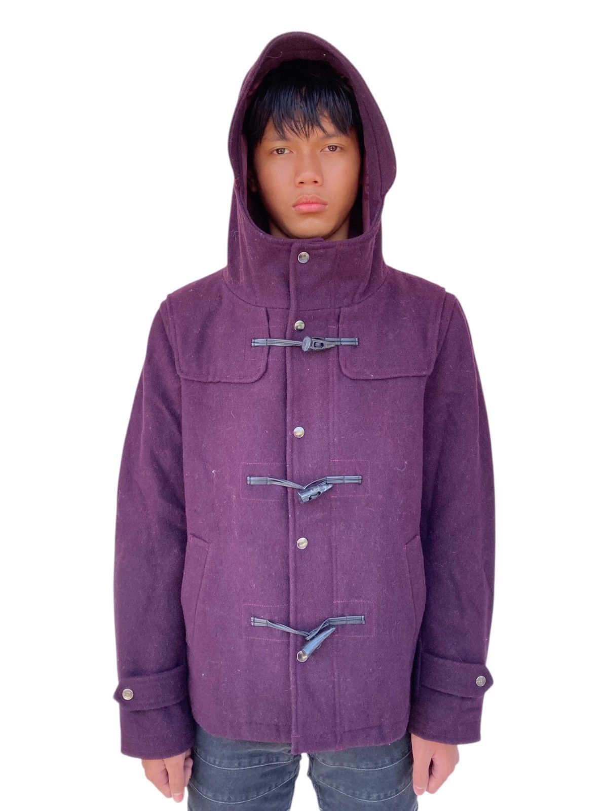 14th Addiction 2000s Tornado Mart - Red Wine Horn Button Wool Jacket Size US M / EU 48-50 / 2 - 5 Thumbnail