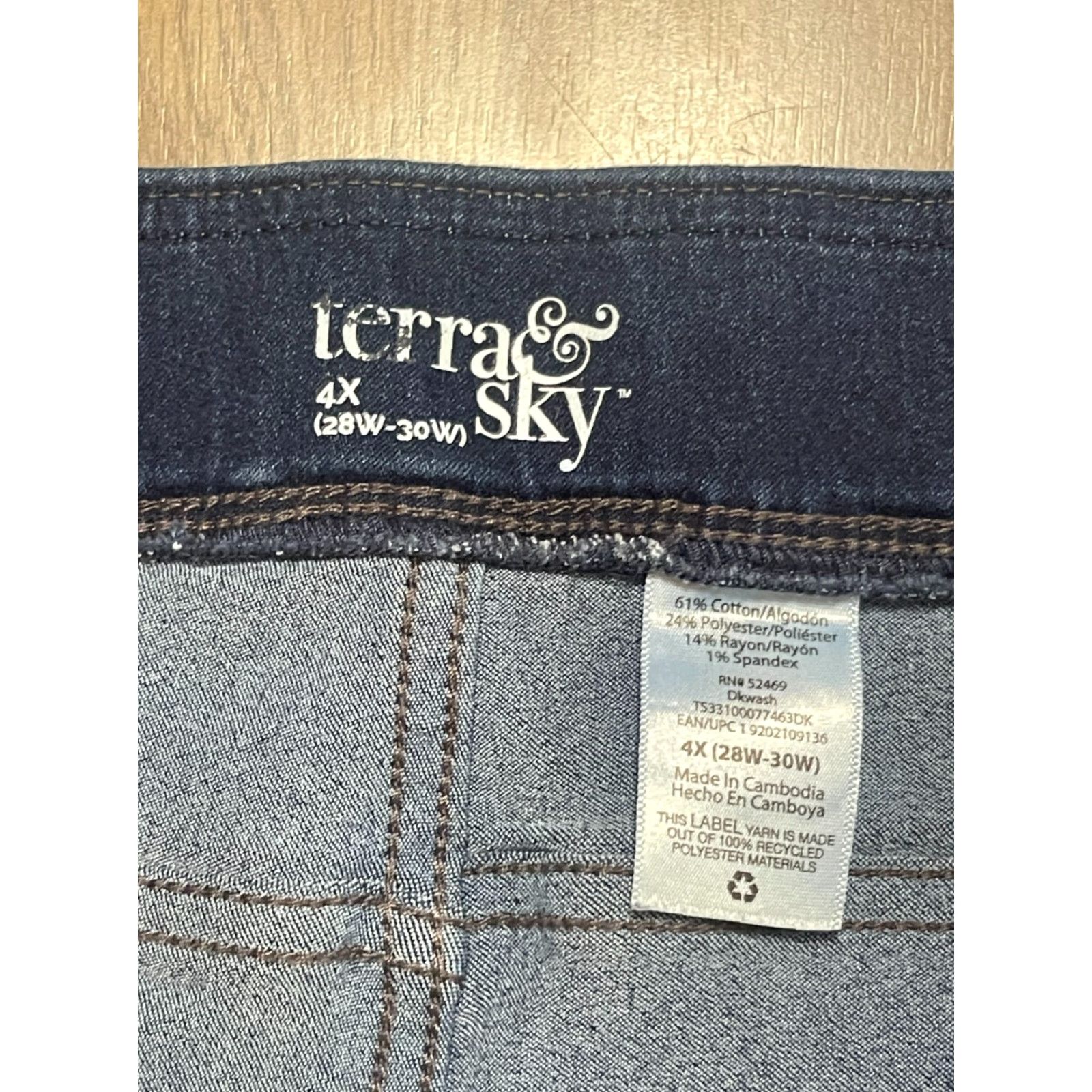 Vintage Terra & Sky Jeans Women's Size 4X Blue Denim Skinny Jeans Slim Regular Inseam 26.5 in Size 40" / US 18 - 4 Thumbnail