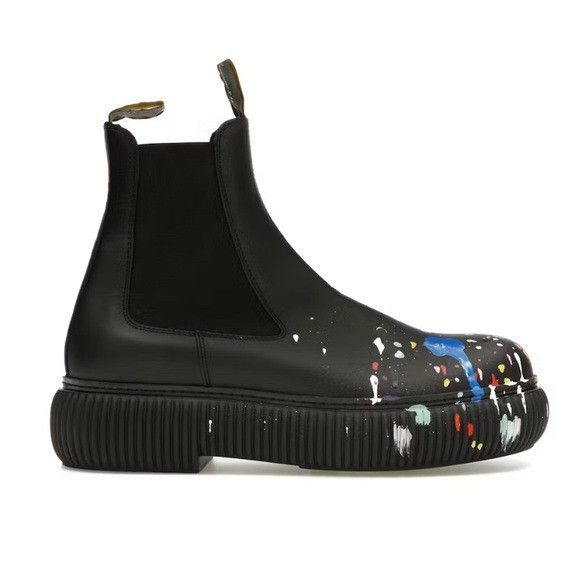 Lanvin Lanvin x Gallery Dept Arpege Ankle Boots Black Paint Splatte Size US 5 / EU 37 - 1 Thumbnail