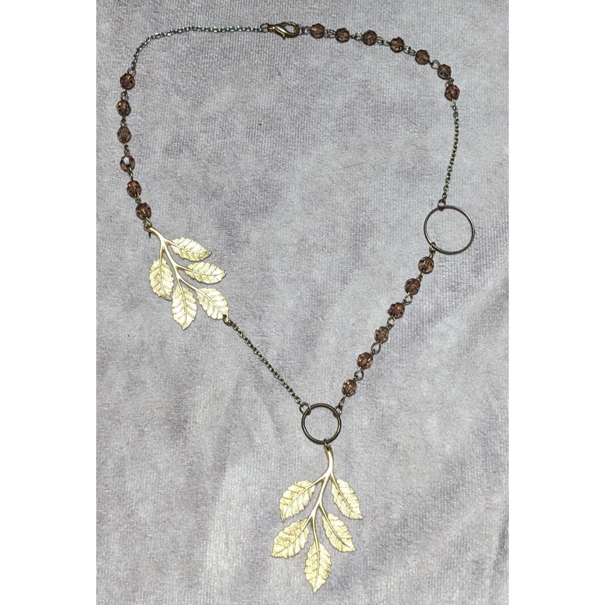 Other Asymmetrical Gold Beaded Leaf Necklace Size ONE SIZE - 9 Thumbnail