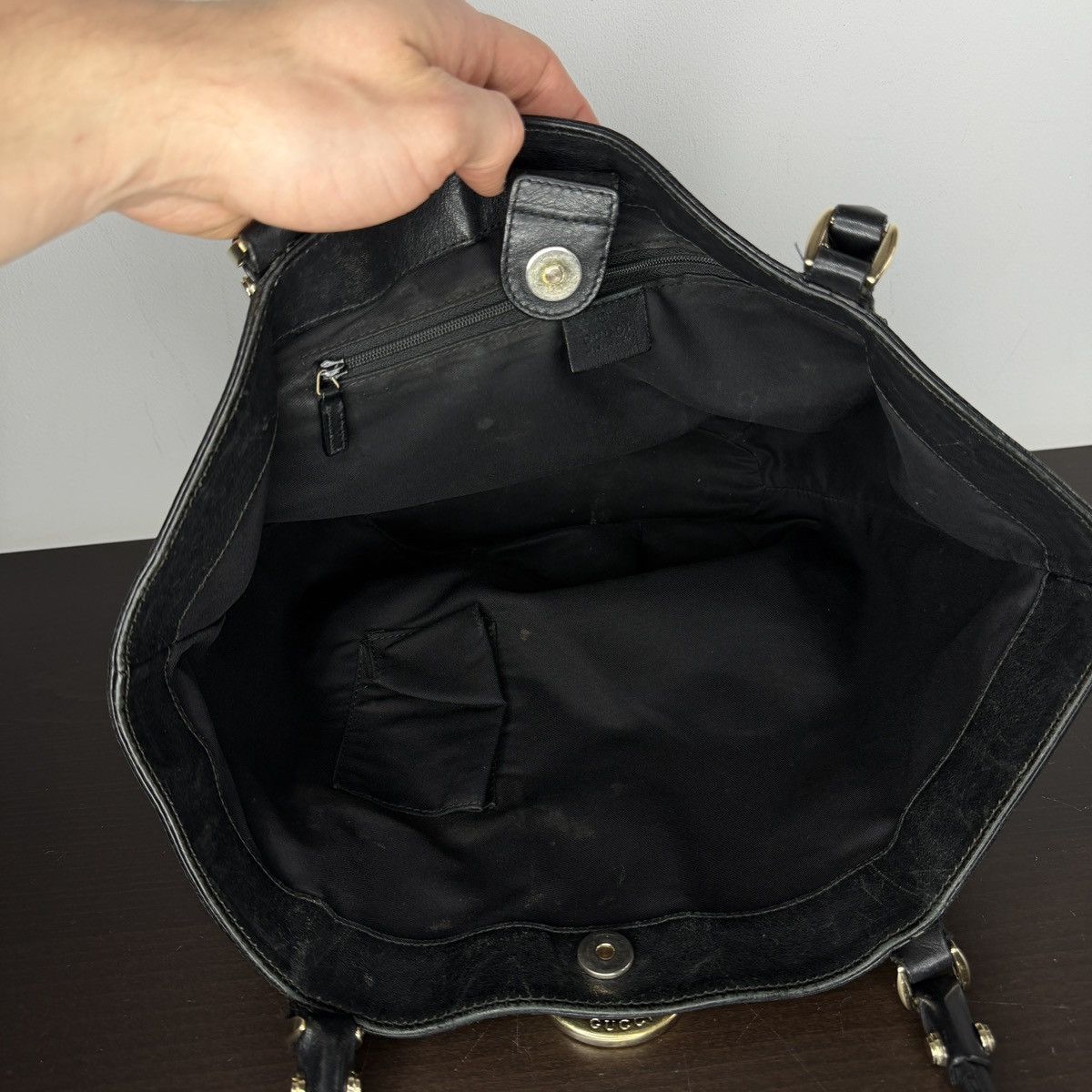 Gucci Gucci Vintage GG Canvas Monogram Shoulder Tote Bag Horsebite Size ONE SIZE - 10 Thumbnail