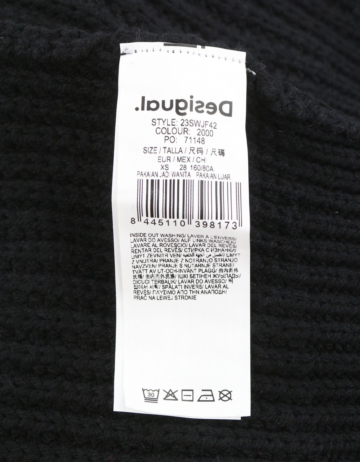 Desigual JERS LARSON XS Black Floral Knit Oversized Jumper 88686 Size XS / US 0-2 / IT 36-38 - 8 Thumbnail
