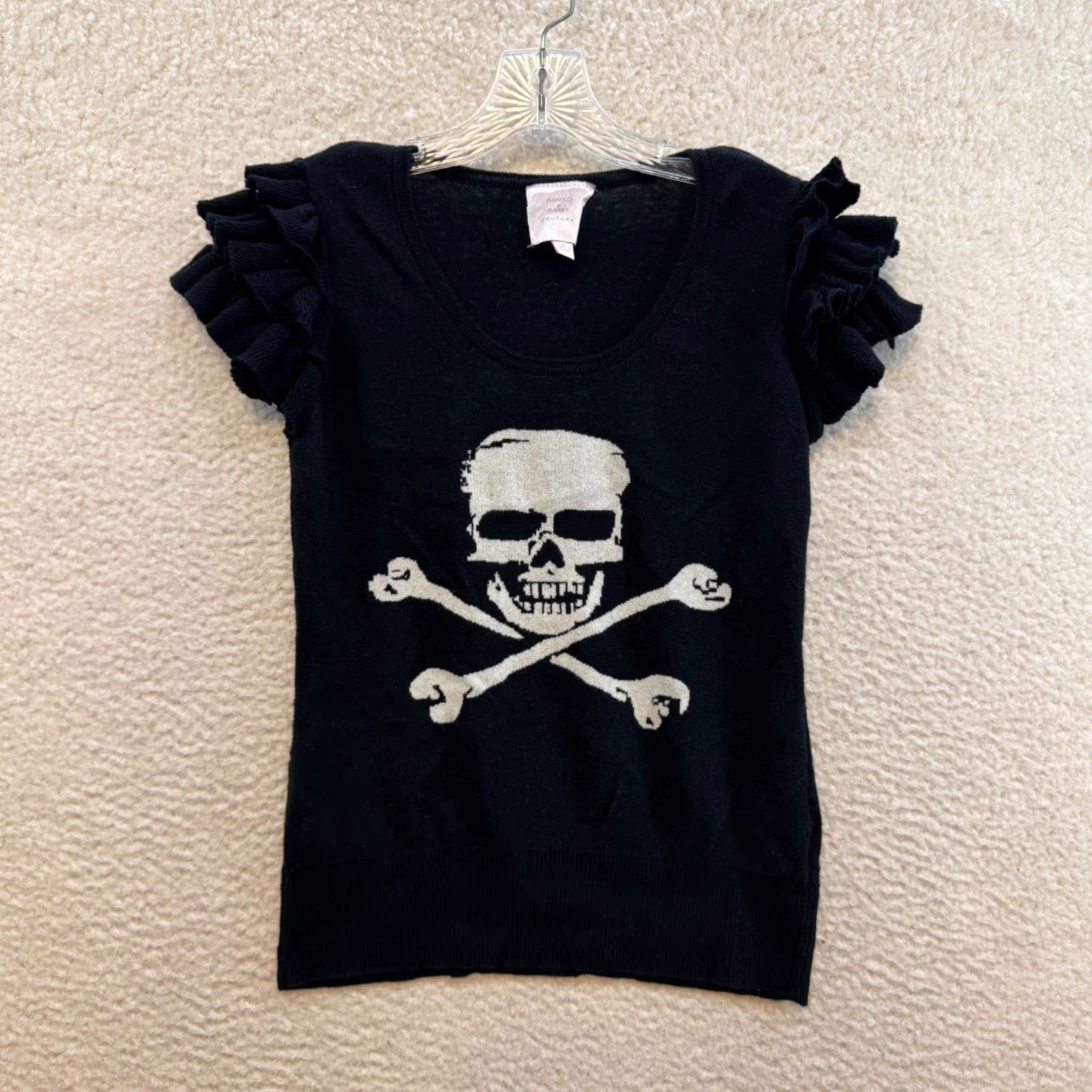 Vintage VINTAGE Y2K Top Shirt Black Skull Goth Punk Emo M Size M / US 6-8 / IT 42-44 - 2 Thumbnail
