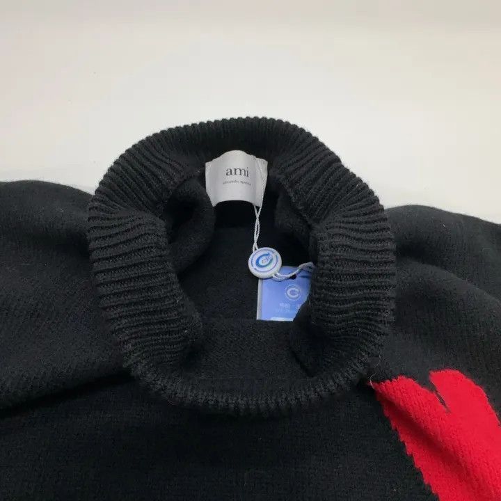 AMI AMIPARIS Black Heart Logo Wool Sweater -2507 Size US M / EU 48-50 / 2 - 7 Thumbnail