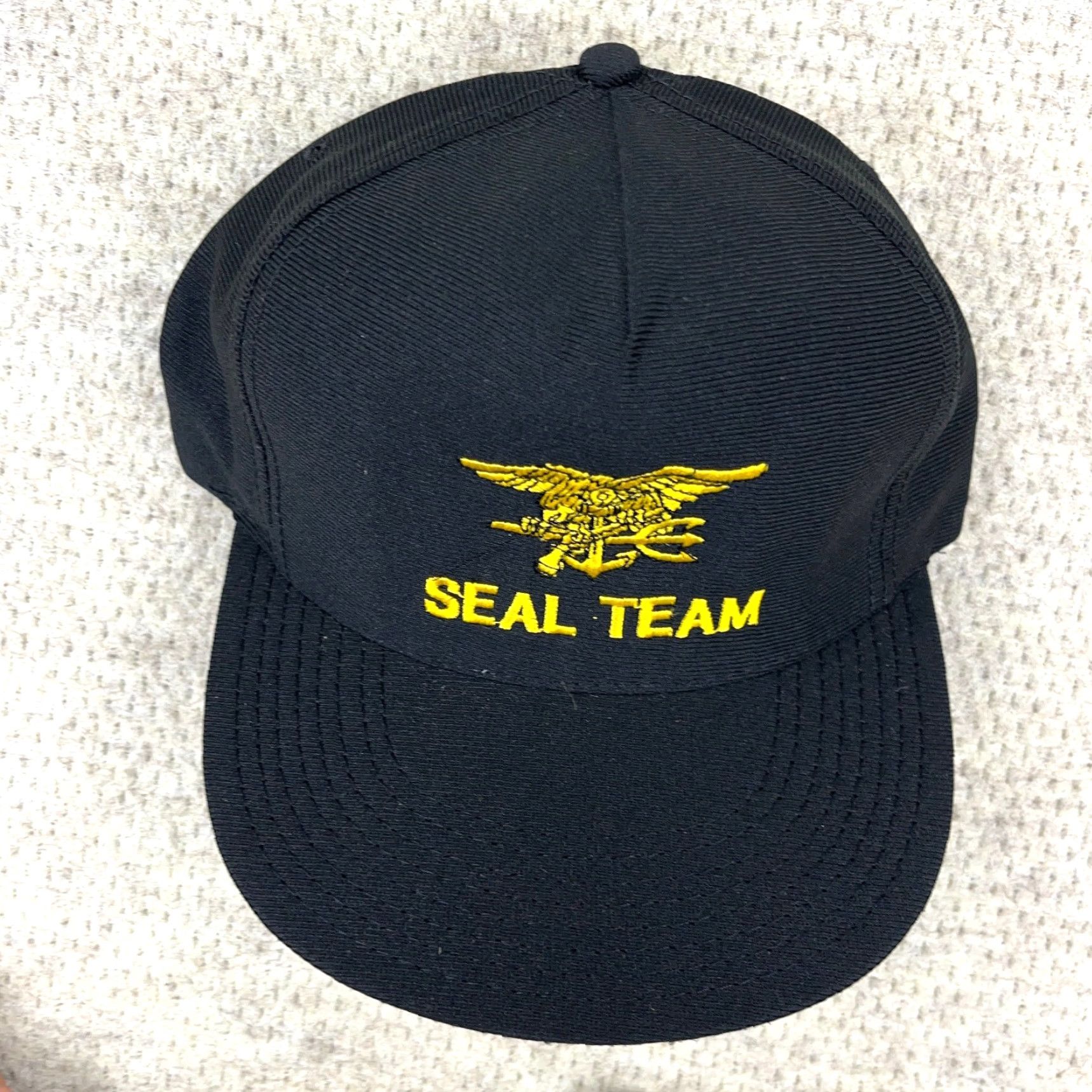 Vintage VINTAGE Eagle Crest Navy SEAL Team Hat Cap Snapback Made In USA Black Yellow 90s Mens Adult One Size Adjustable Twill Cotton Polyester Size ONE SIZE - 4 Thumbnail
