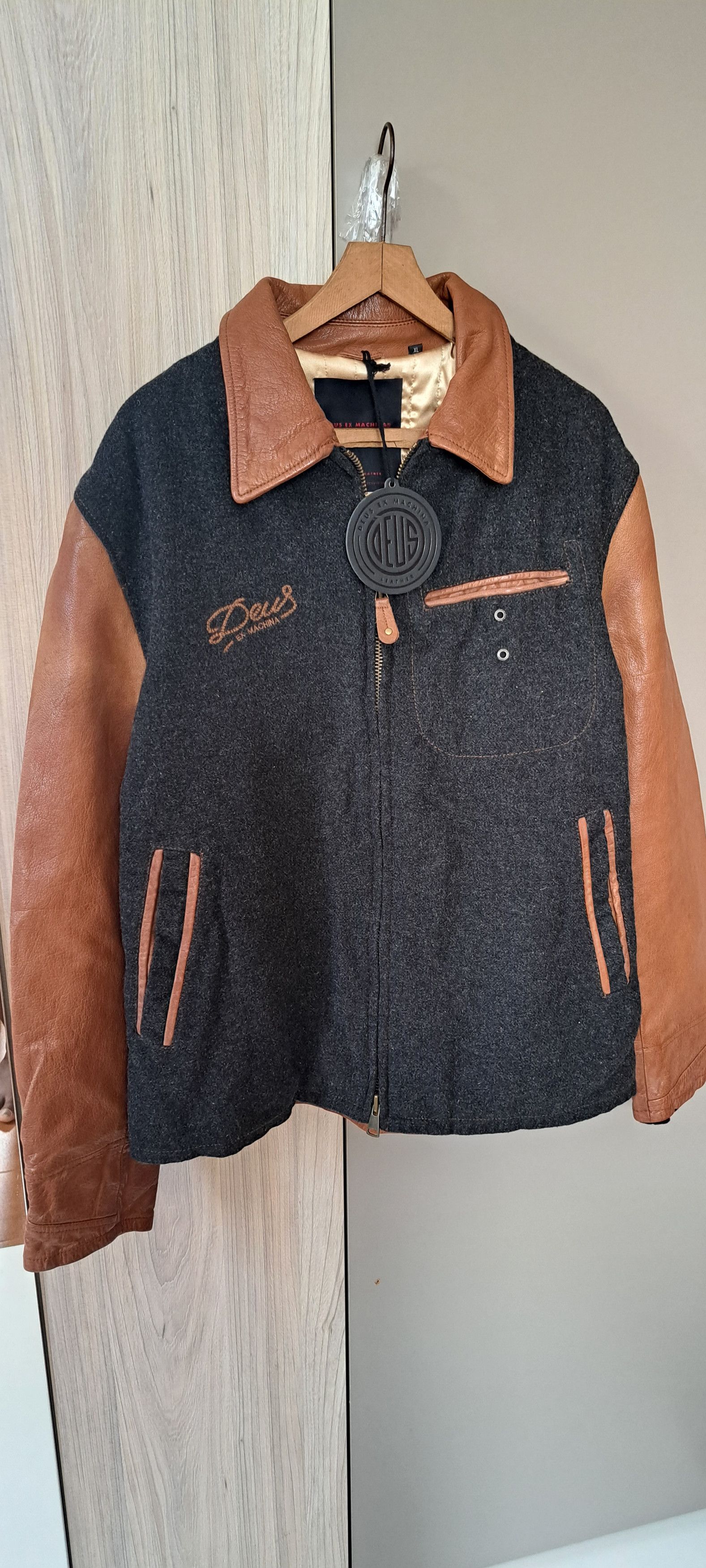 Veste moto en cuir/laine Rival Deus Ex Machina