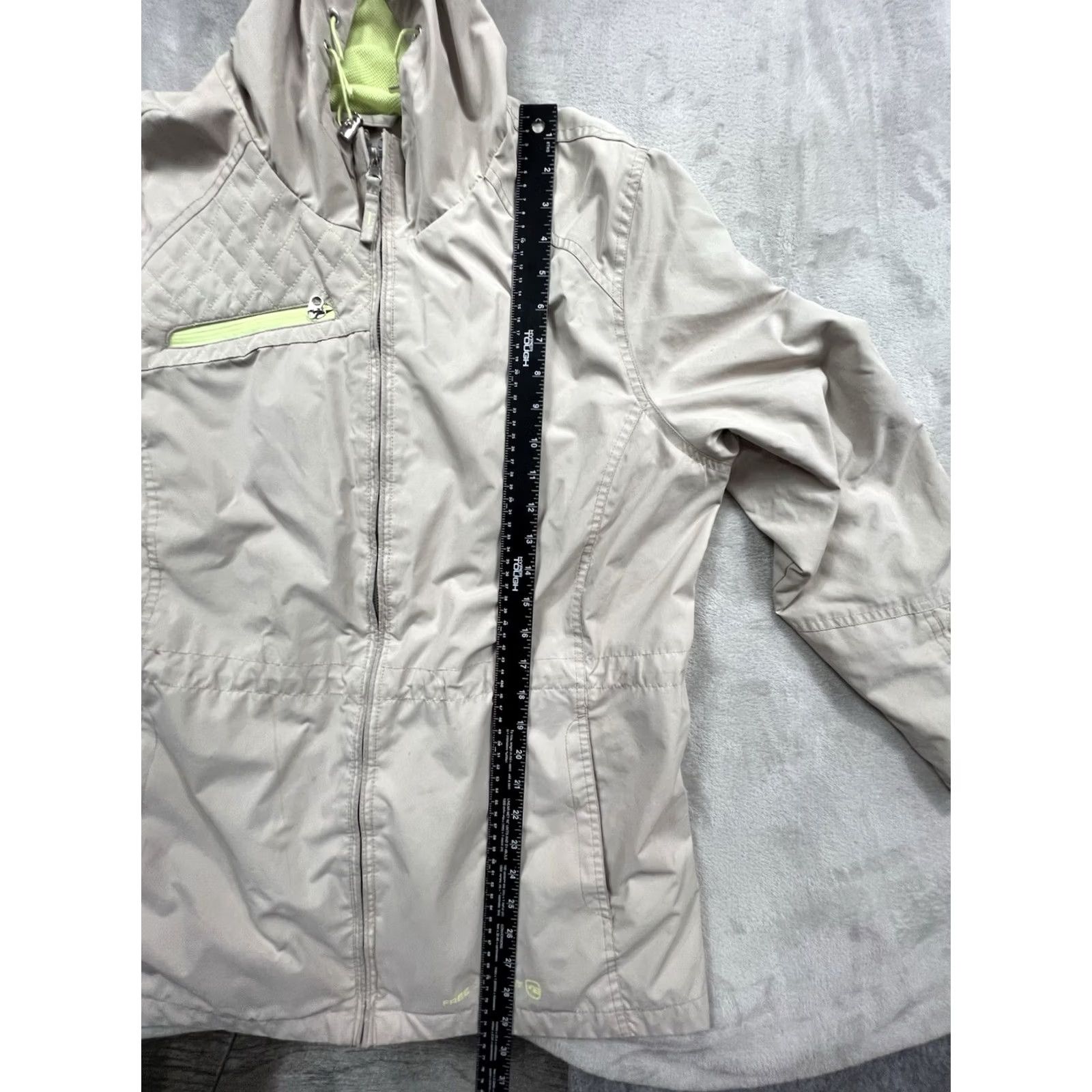 Free Country Free Country Rain Coat Jacket Womens Hooded Zipper XL Tan Brown Neon Yellow Rainwear Activewear Size XL / US 12-14 / IT 48-50 - 5 Thumbnail
