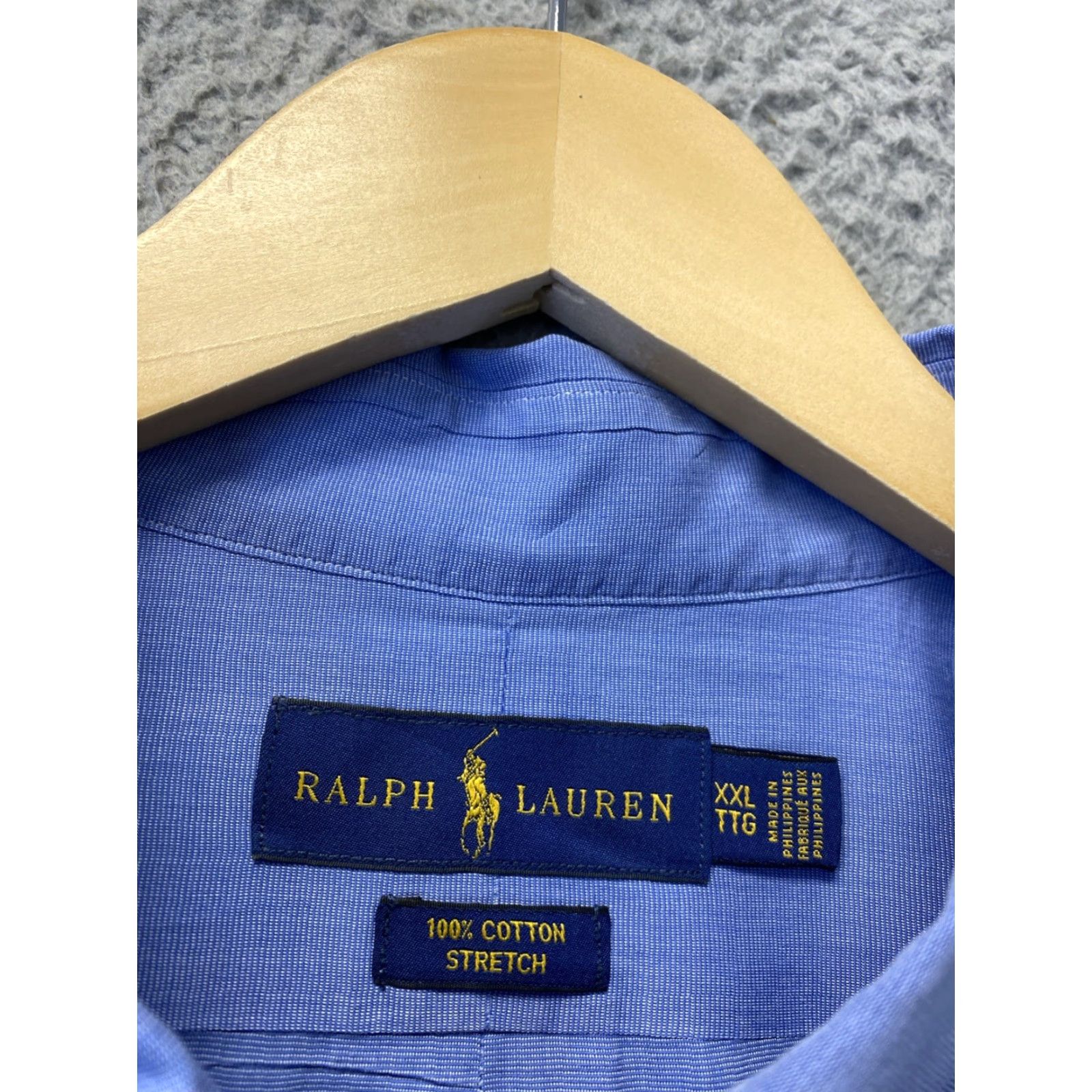 Ralph Lauren VINTAGE Ralph Lauren Cotton Men's XXL Check Long Sleeve Dress Shirt Blue Logo French Cuff 2XL Size US XXL / EU 58 / 5 - 3 Thumbnail