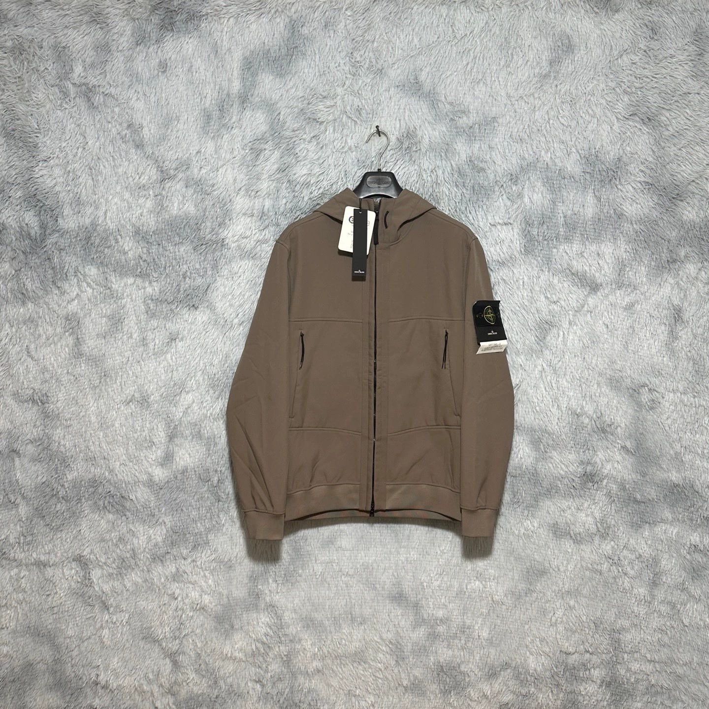 Stone Island brown hooded softshell jacket by stone island Size US XL / EU 56 / 4 - 1 Thumbnail