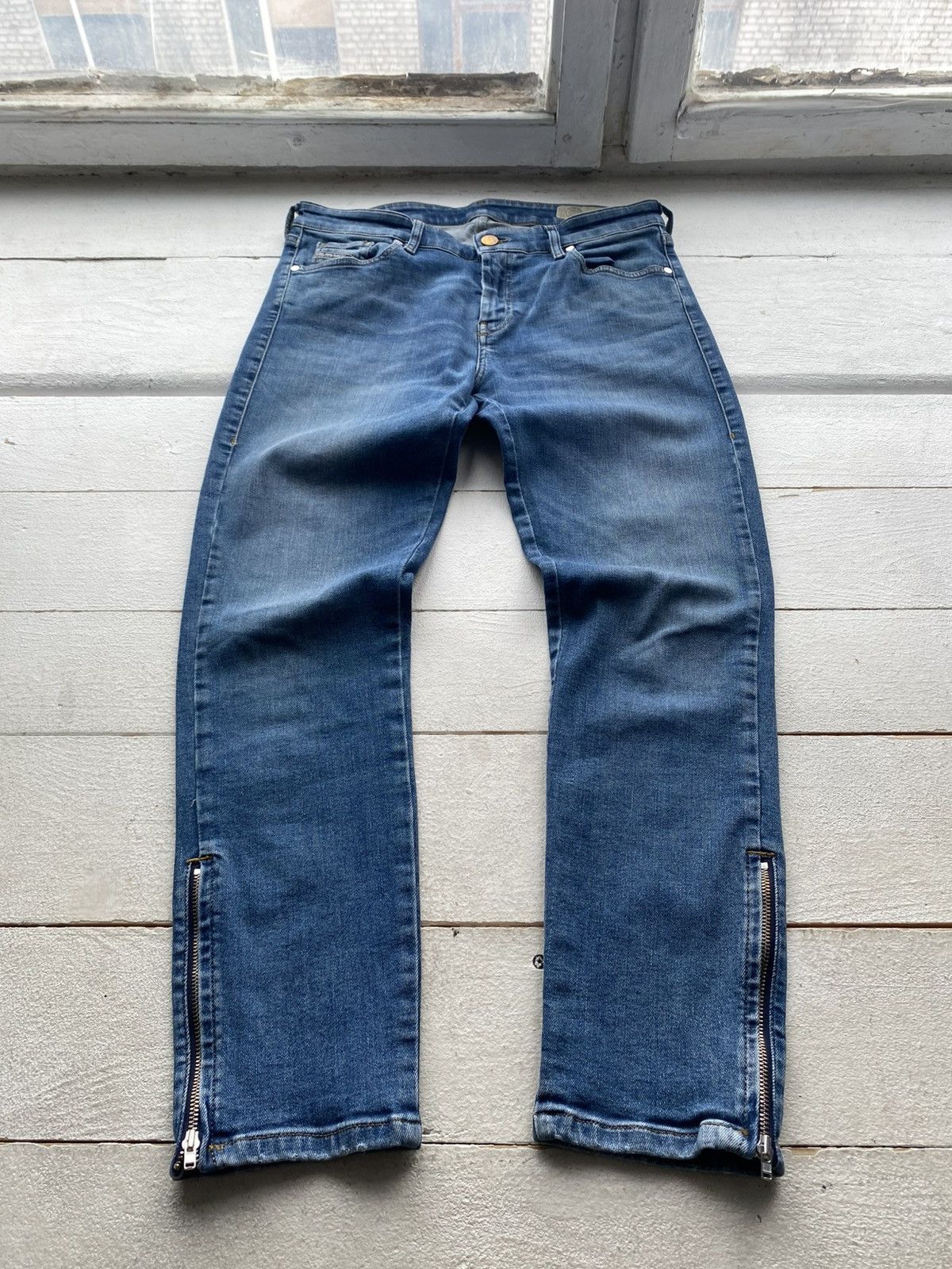 Diesel Luxury 00s Y2K Punk Diesel Slandy-Zip Super Skinny Jeans Size 31" - 2 Thumbnail
