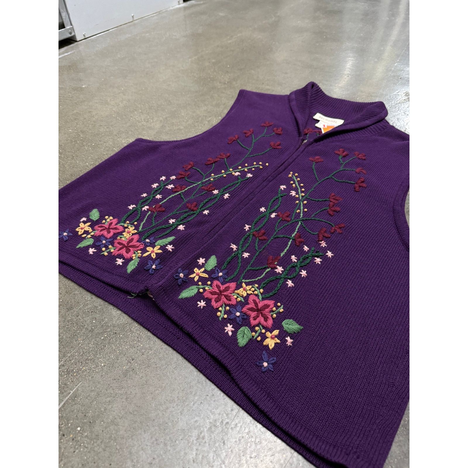 Vintage Vintage 1990's Embroidered Flower Bechemel Zip-Up Vest Size M / US 6-8 / IT 42-44 - 3 Thumbnail
