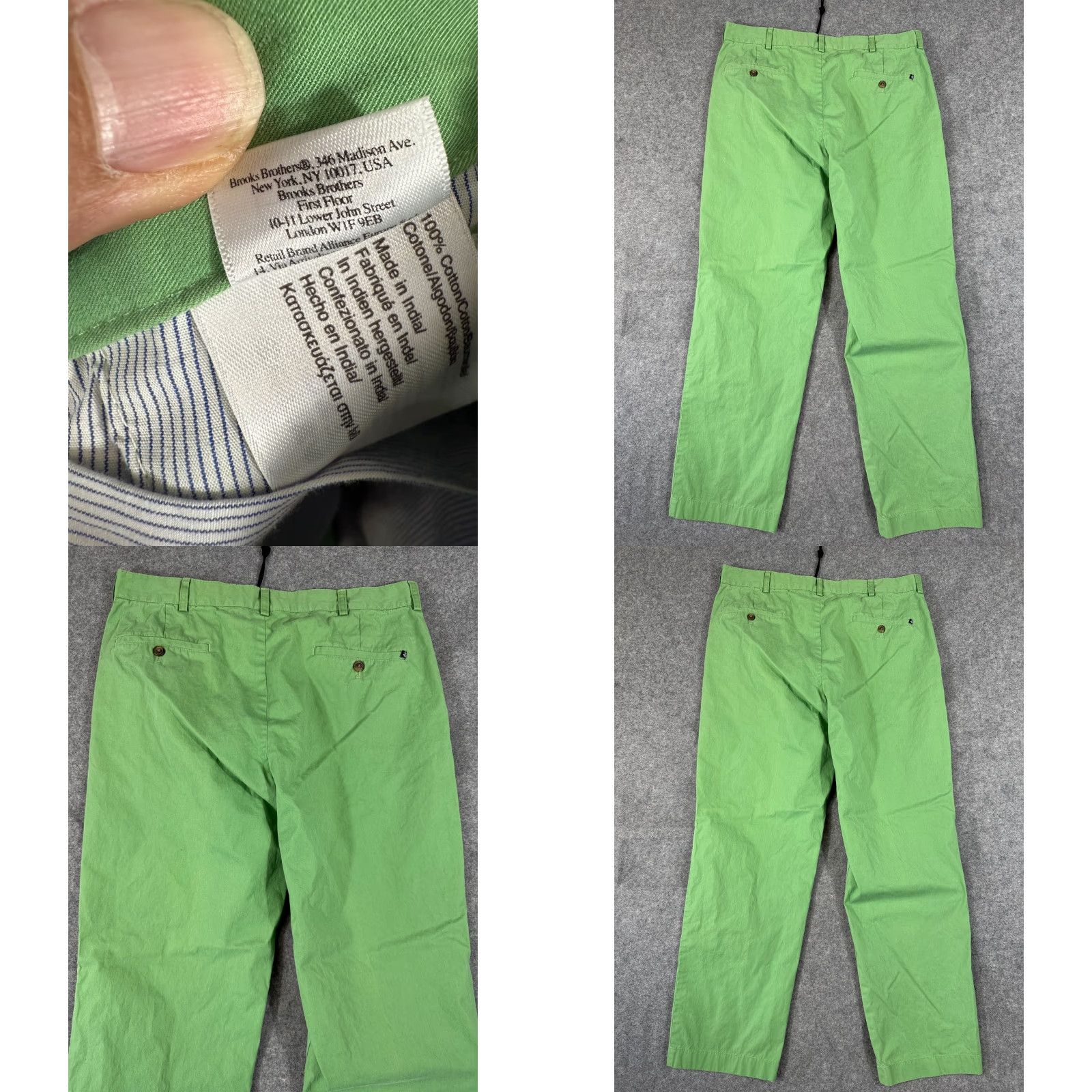Brooks Brothers VINTAGE Brooks Brothers 346 Pants Mens 34x32 Green Cotton Flat Front Slash Pocket Chino Size US 34 / EU 50 - 8 Thumbnail