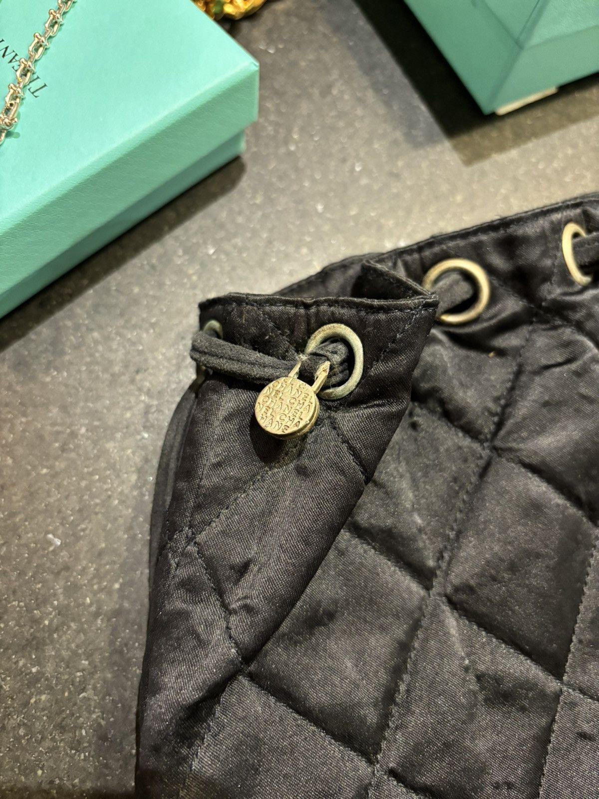 Chanel Chanel Satin Quilted Blue Pearl Drawstring Backpack Size ONE SIZE - 3 Thumbnail