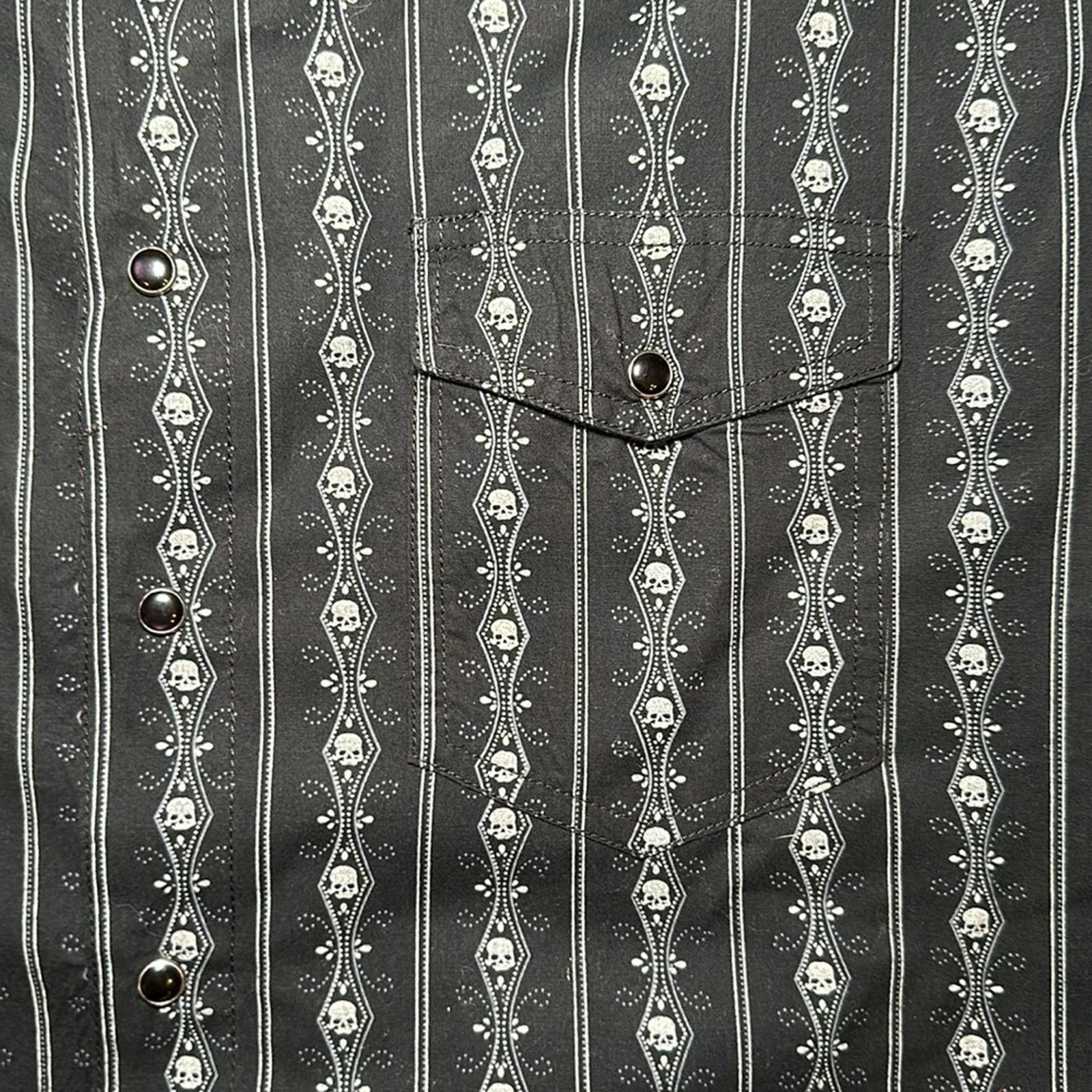 Scully Leather Scully Skulls Striped Long Sleeve Pearl Snap Button - 2XL Size US XXL / EU 58 / 5 - 6 Thumbnail