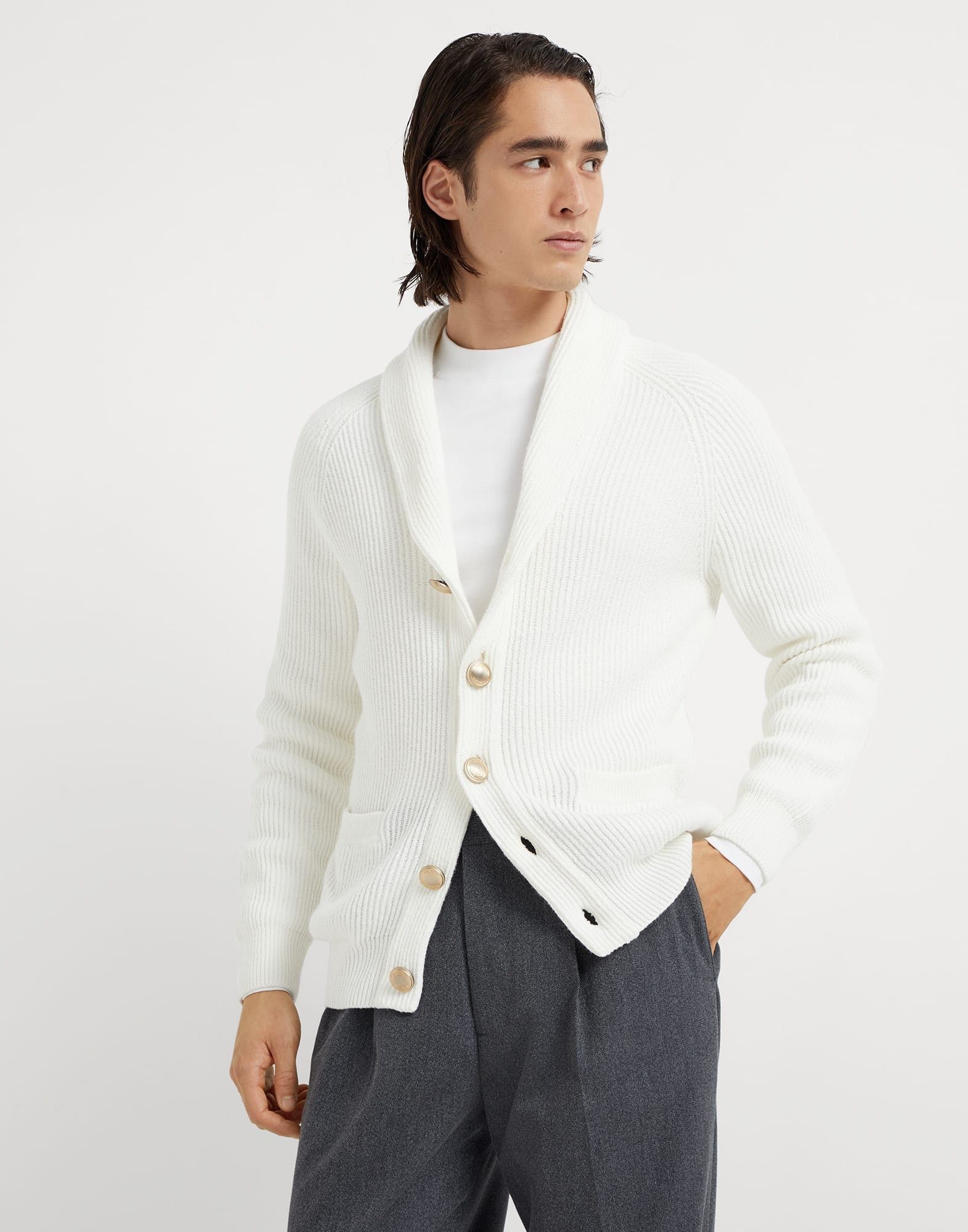 Brunello Cucinelli o1la1rc1a0925 Cardigan in White Size US L / EU 52-54 / 3 - 1 Thumbnail