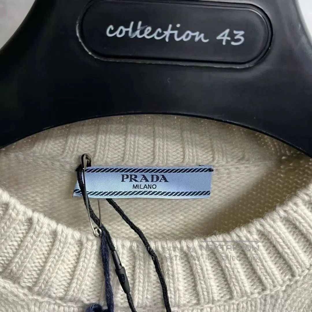 Prada prada white logo long sleeve sweater. Size US M / EU 48-50 / 2 - 3 Thumbnail
