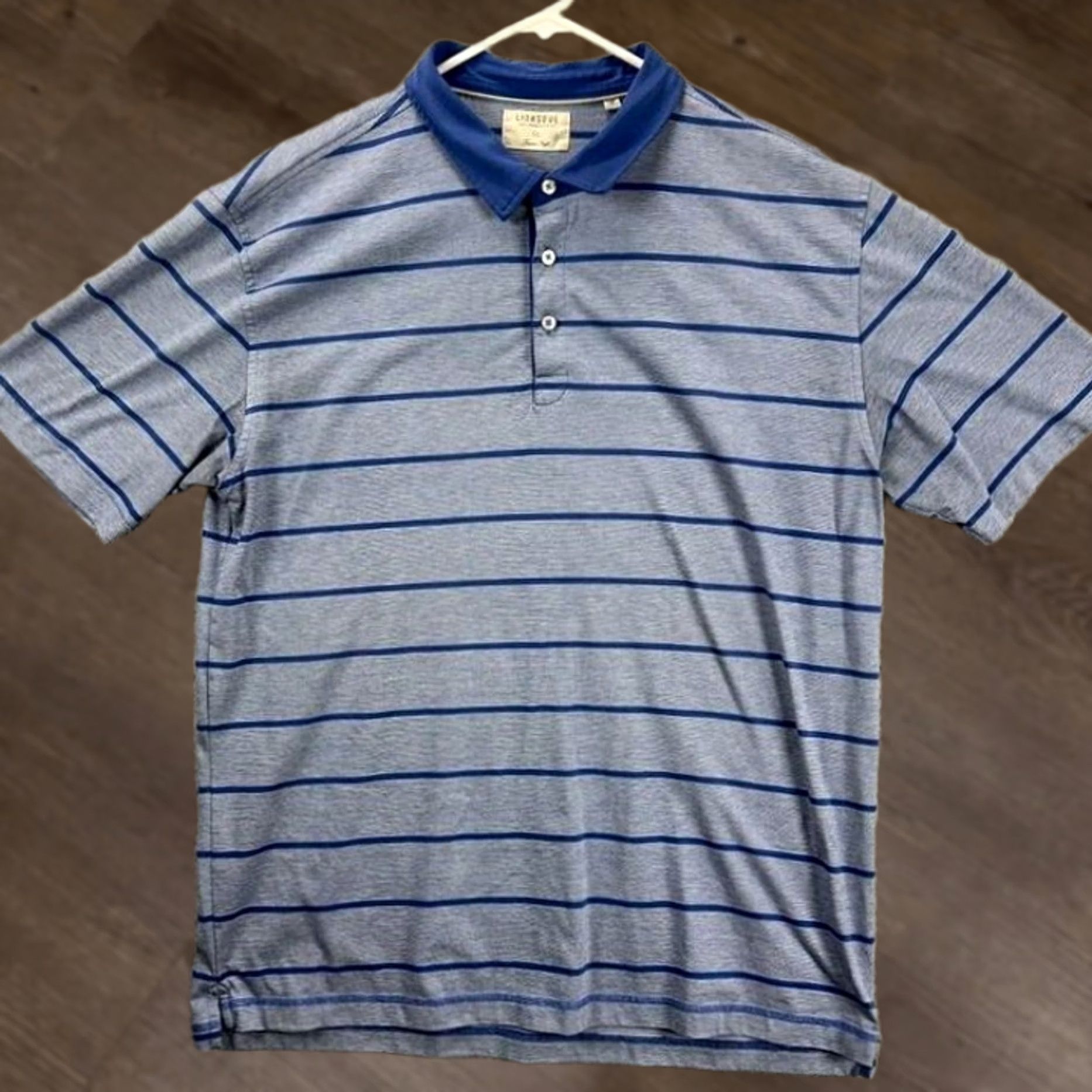 Vintage Linksoul Polo Shirt Mens XL Blue Wide Pinstripe Luxury Cotton Rugby Walking Collared Tempus Fugit Size US XL / EU 56 / 4 - 1 Thumbnail