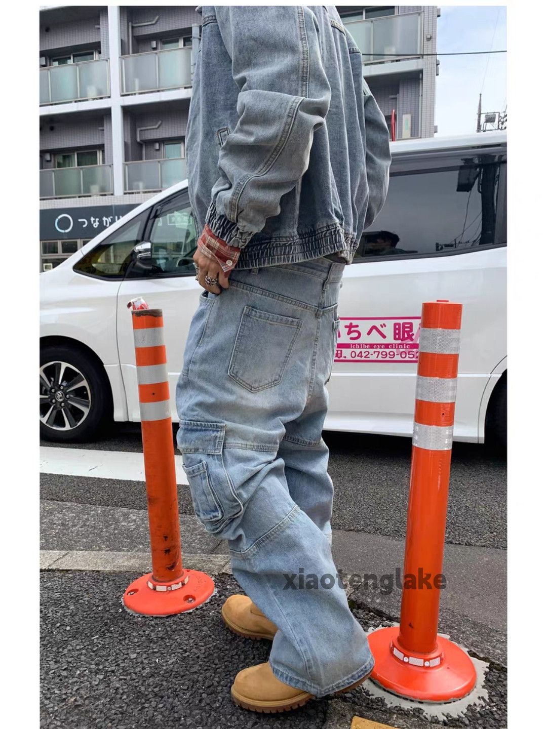 Jean Unisex washed faded utility skate hiphop cargo baggy jeans Size US 30 / EU 46 - 3 Thumbnail