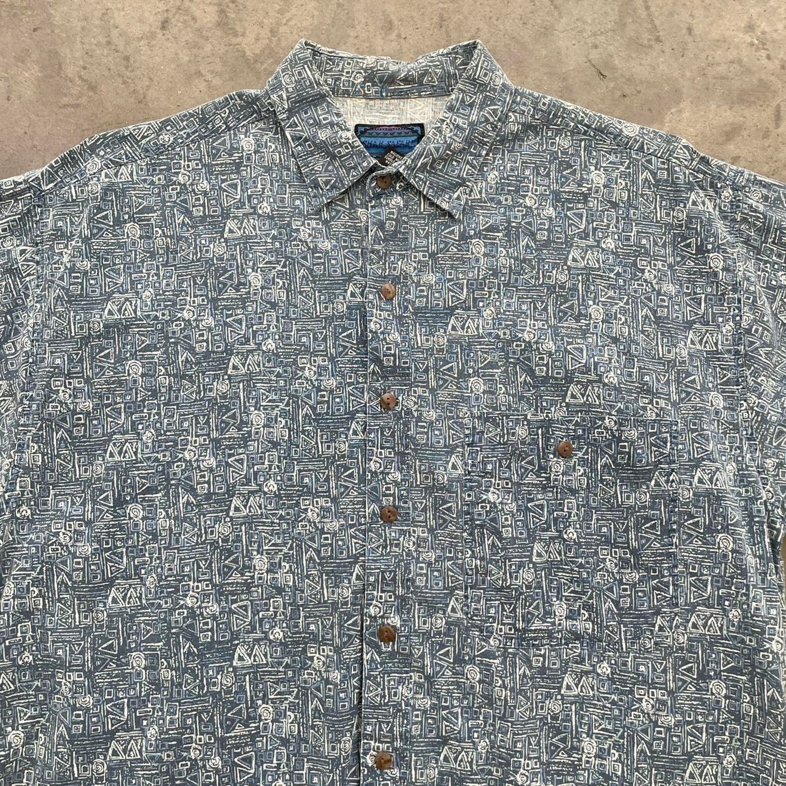Vintage Vintage Shah Safari Blue Patterned Button Up Shirt Size US M / EU 48-50 / 2 - 2 Thumbnail
