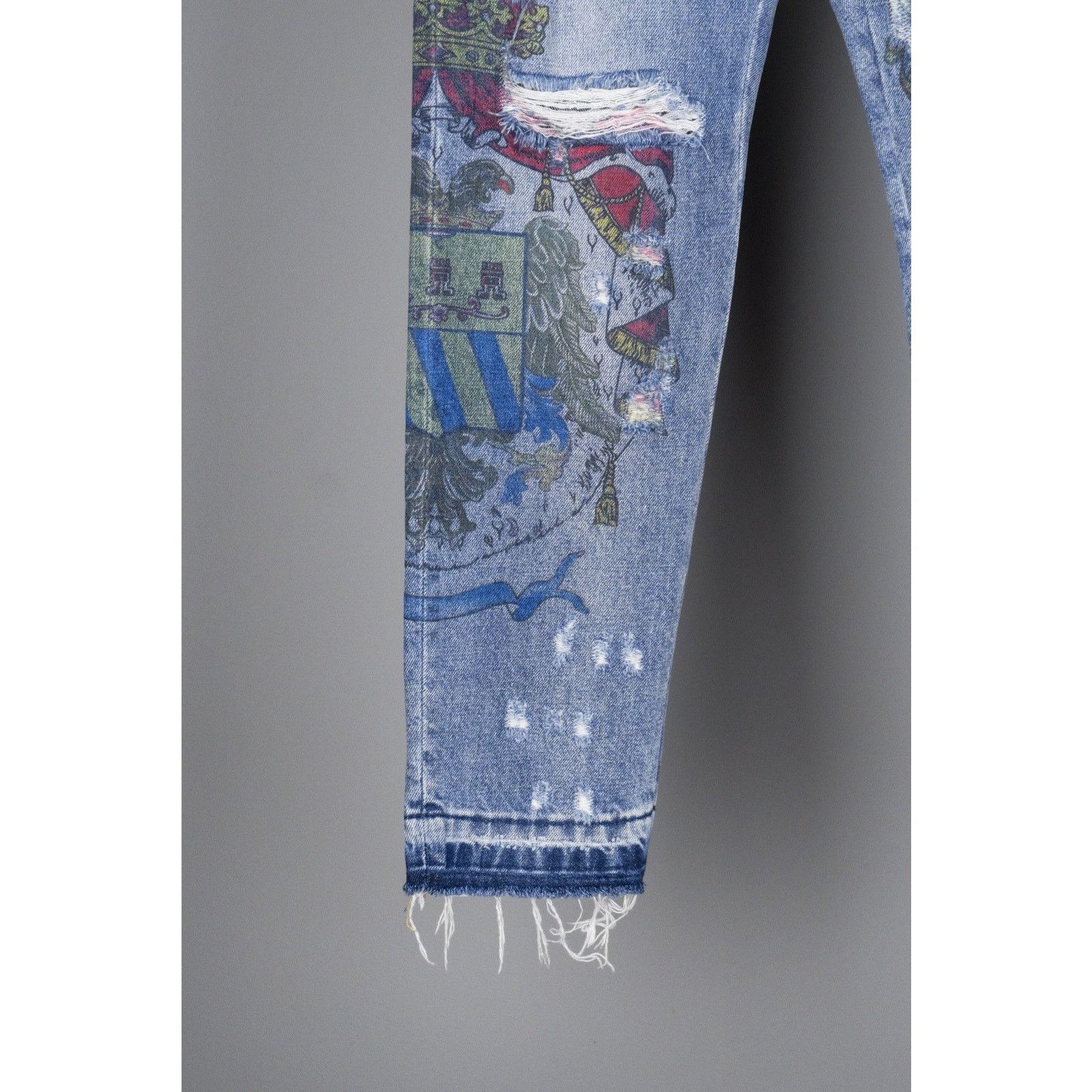 Dolce & Gabbana Dolce gabbana light blue printed ripped denim pants jeans Size US 30 / EU 46 - 4 Thumbnail