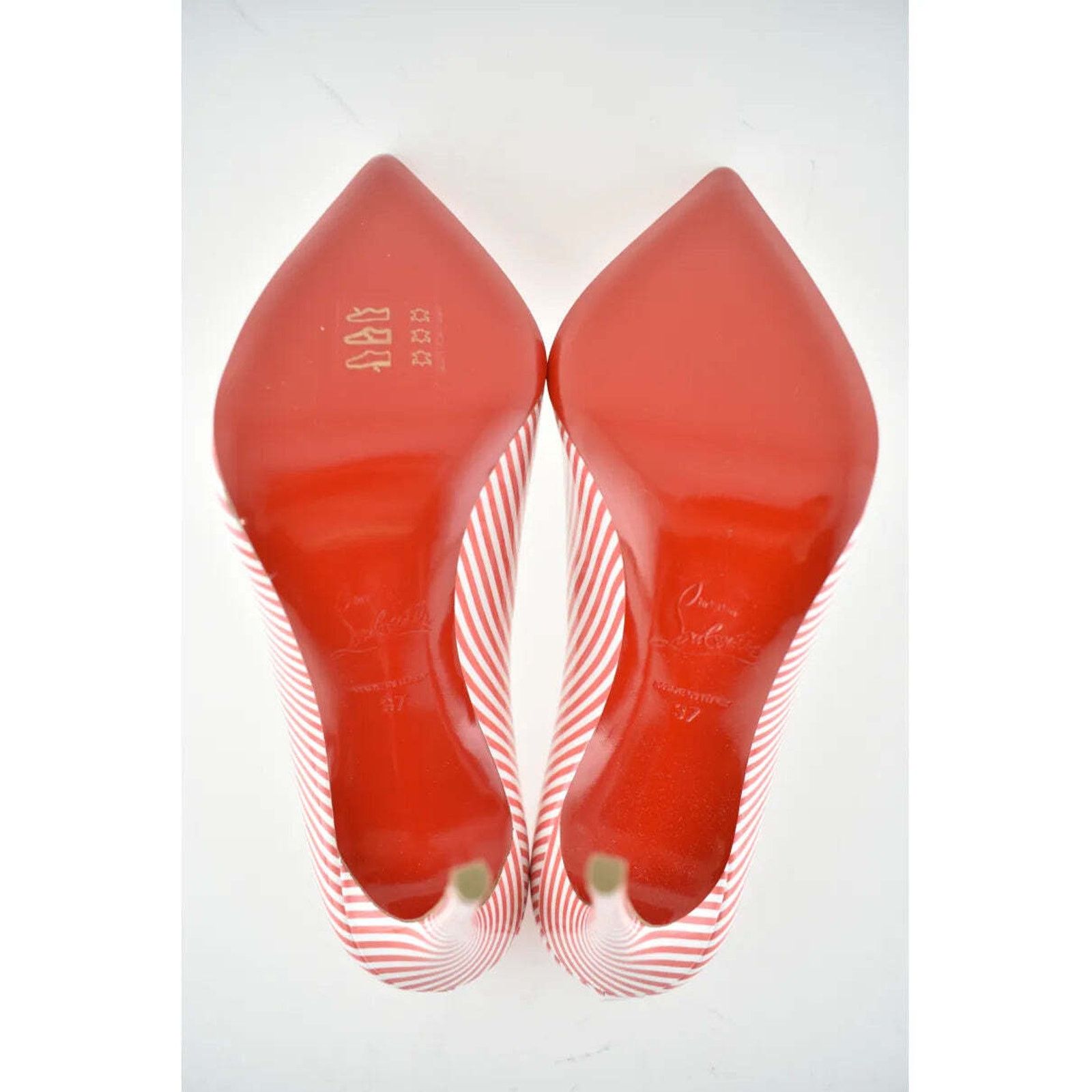 Christian Louboutin Christian Louboutin Pigalle Follies 100 Patent Stripes Size US 7 / IT 37 - 9 Thumbnail