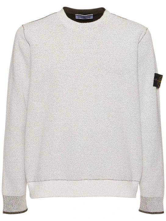 o1lsvrm0425 Crewneck Cotton Blend Sweatshirt in Ivory
