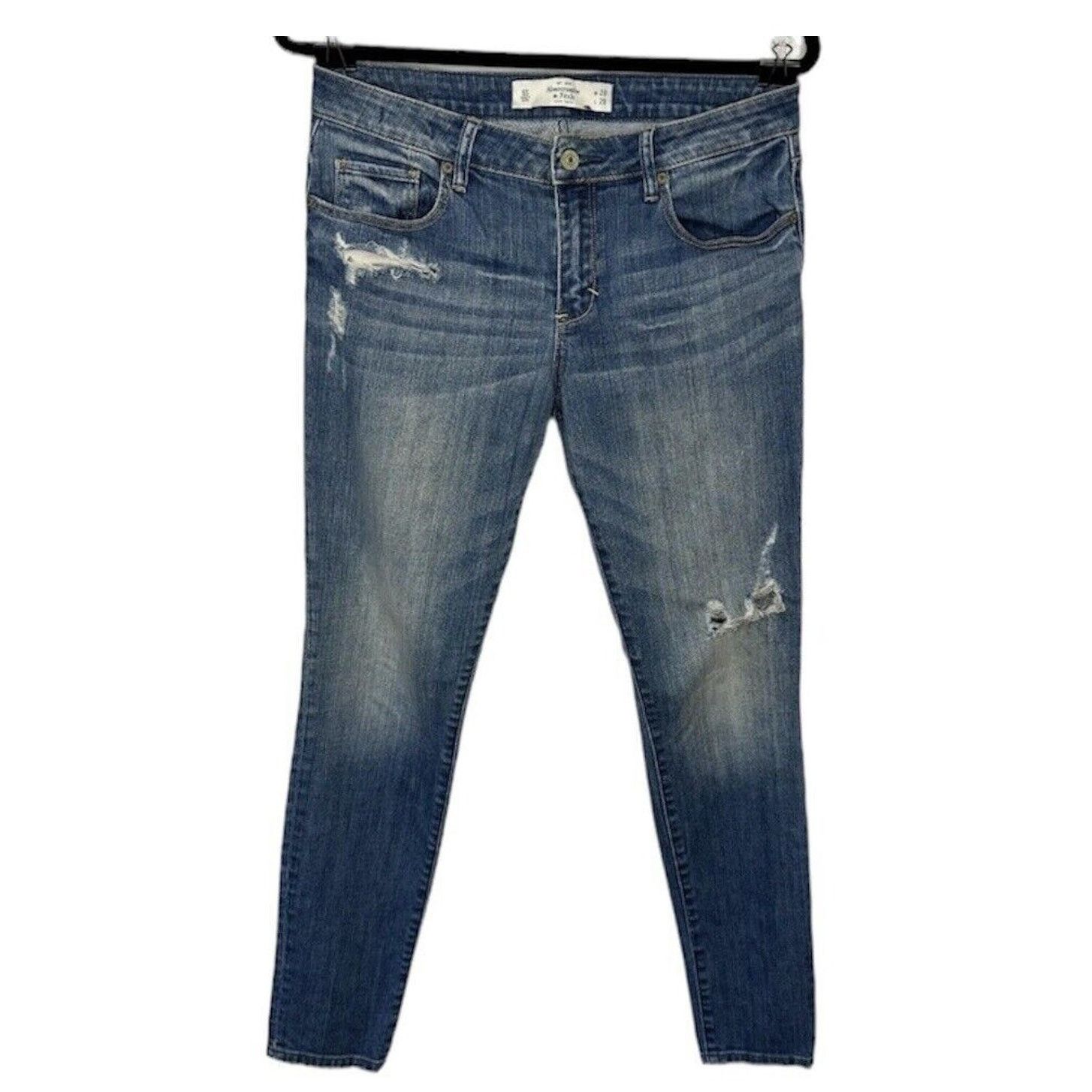 Abercrombie & Fitch Abercrombie & Fitch Blue Skinny Mid Rise Distress Jeans Size 28" / US 6 / IT 42 - 1 Thumbnail