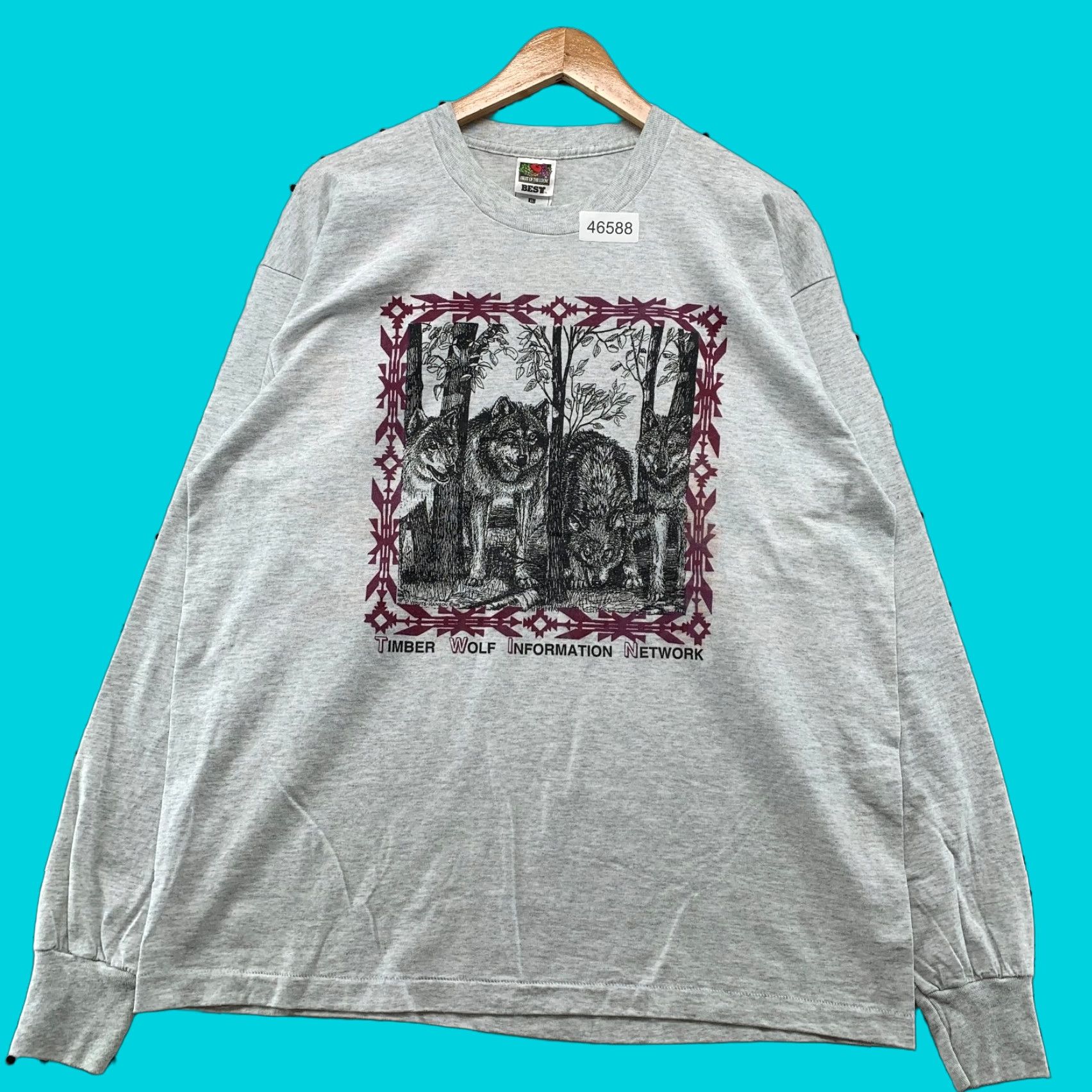 Fruit Of The Loom VINTAGE Timber Wolves Nature Shirt Mens XL Gray Single Stitch Long Sleeve USA Size US XL / EU 56 / 4 - 1 Thumbnail