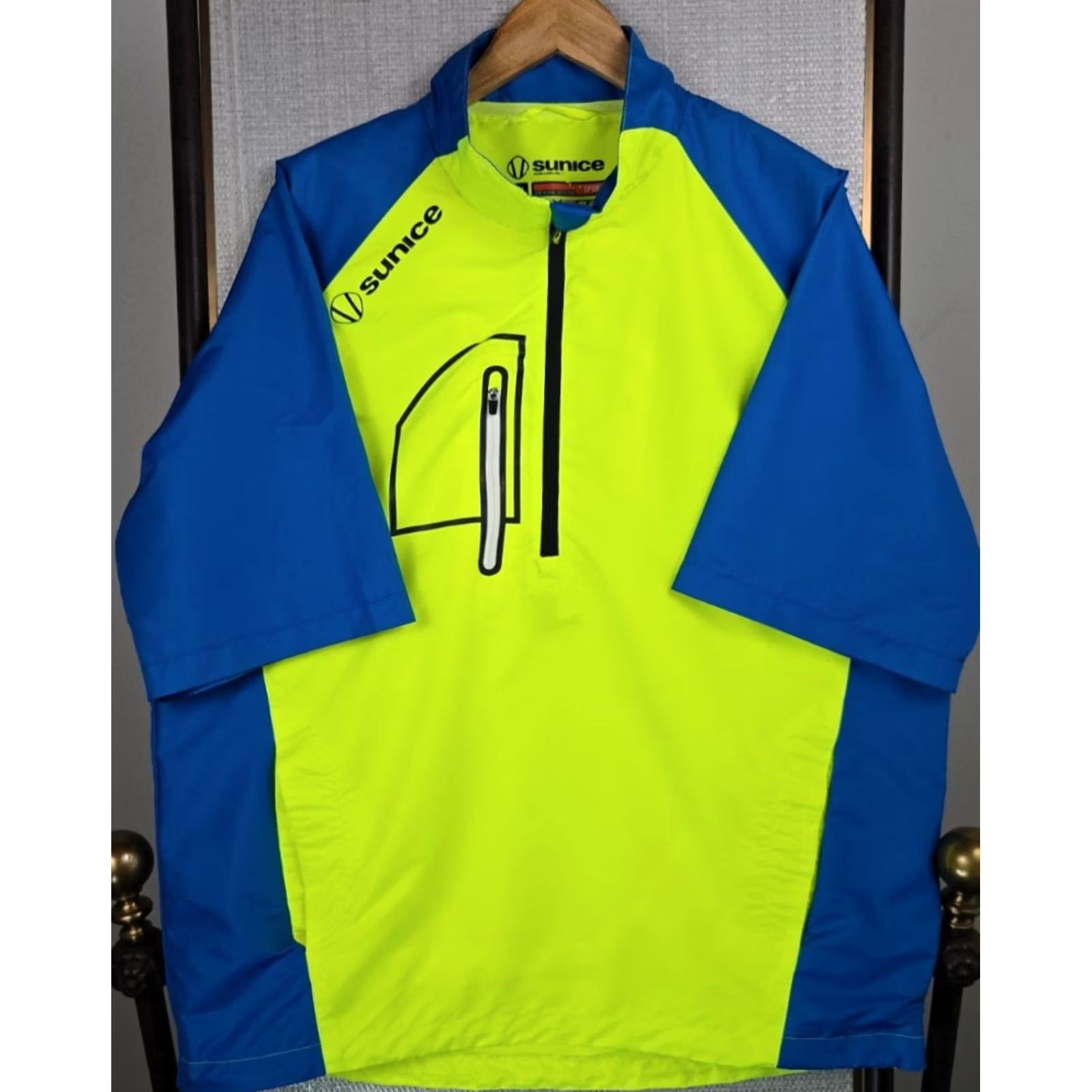 Vintage Sunice X20 Men's 1/2 Zip Short Sleeve Windbreaker Jacket Golf Pullover Large Yellow Merchants/Indoor Styles Size US L / EU 52-54 / 3 - 2 Thumbnail