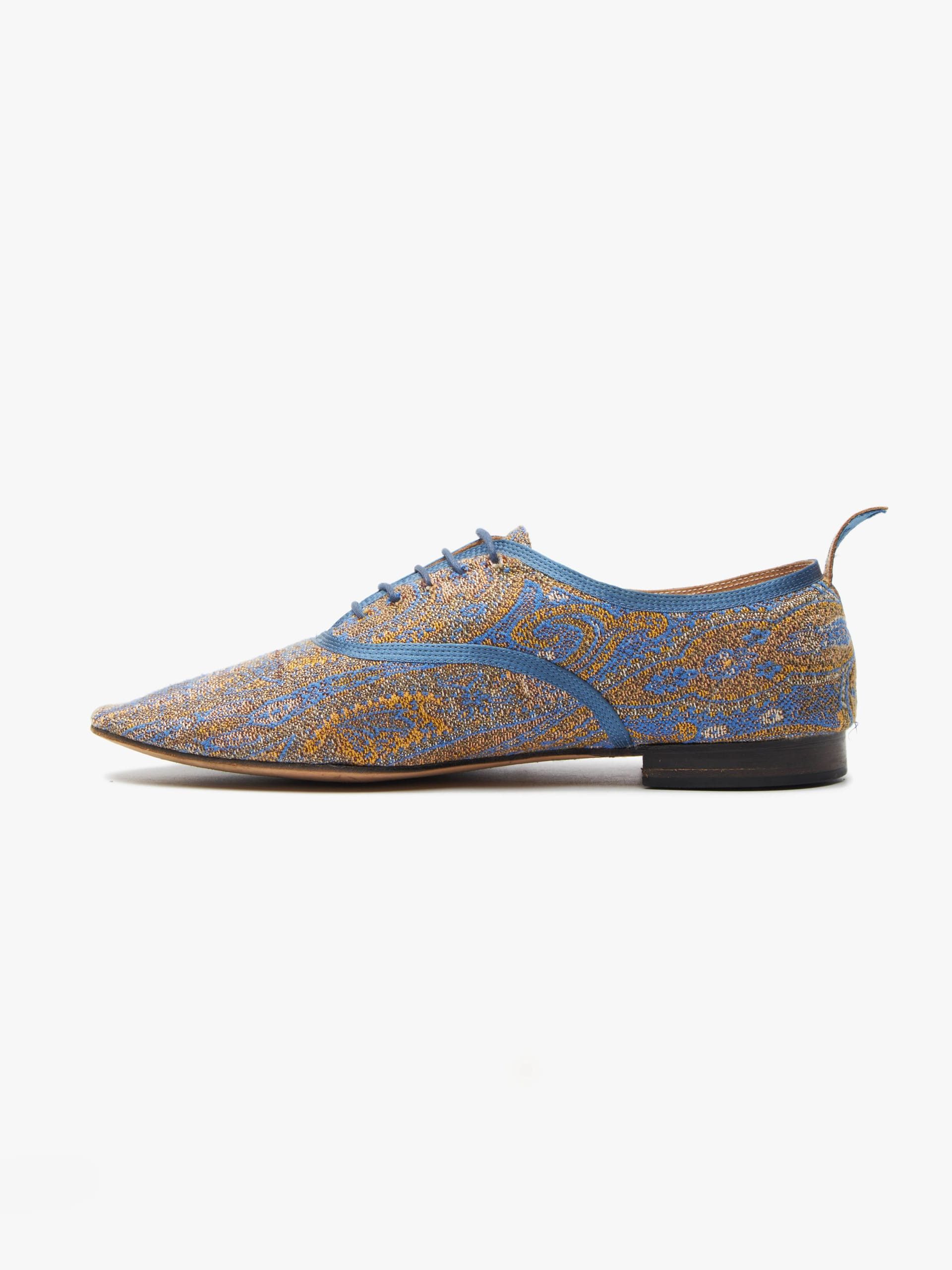 image of Number N Ine Blue And Yellow Abstract Printed Oxfords Shoes, Men's (Size 11)