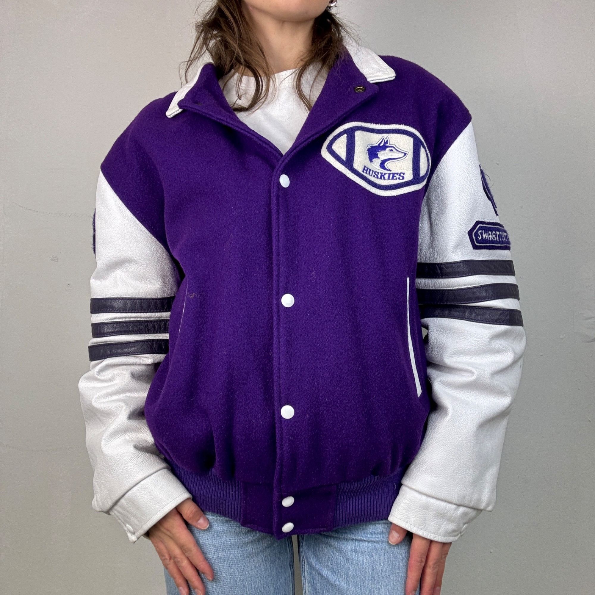 Other L - Purple + White Huskies HPSS Varsity Jacket Size L / US 10 / IT 46 - 2 Thumbnail