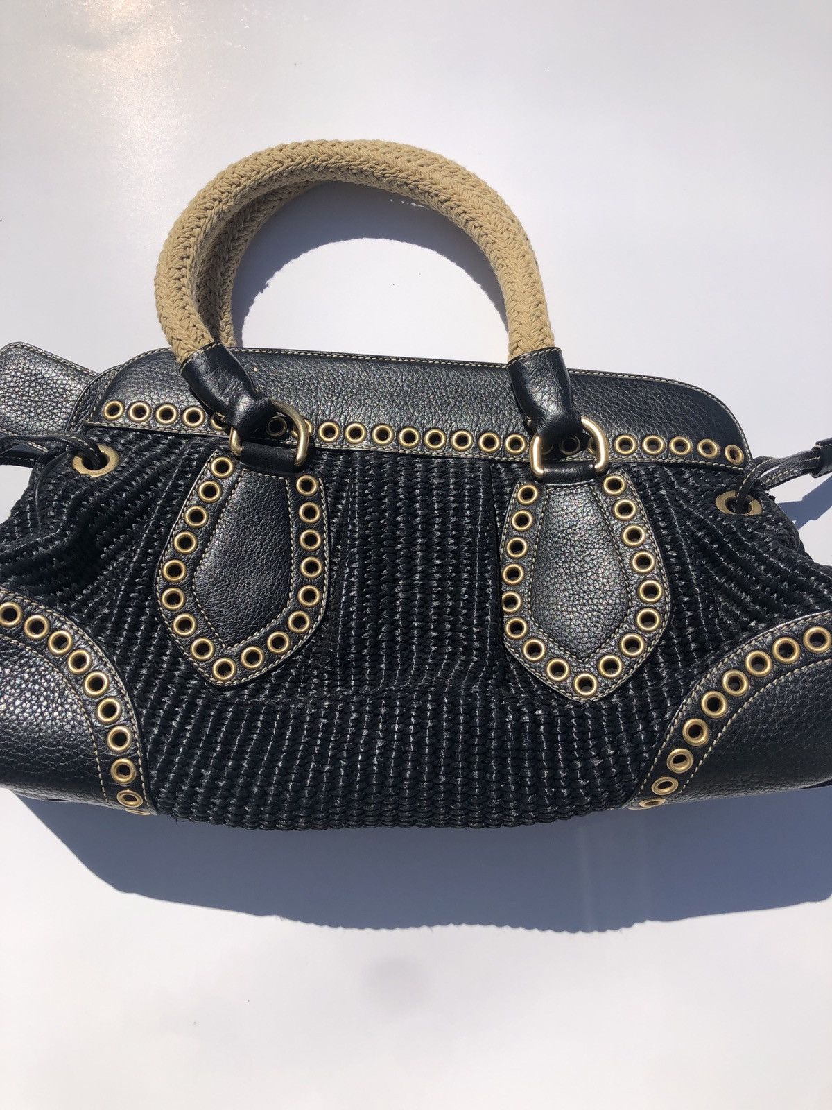 Prada Prada Frame Satchel Woven Raffia Small Size ONE SIZE - 2 Thumbnail