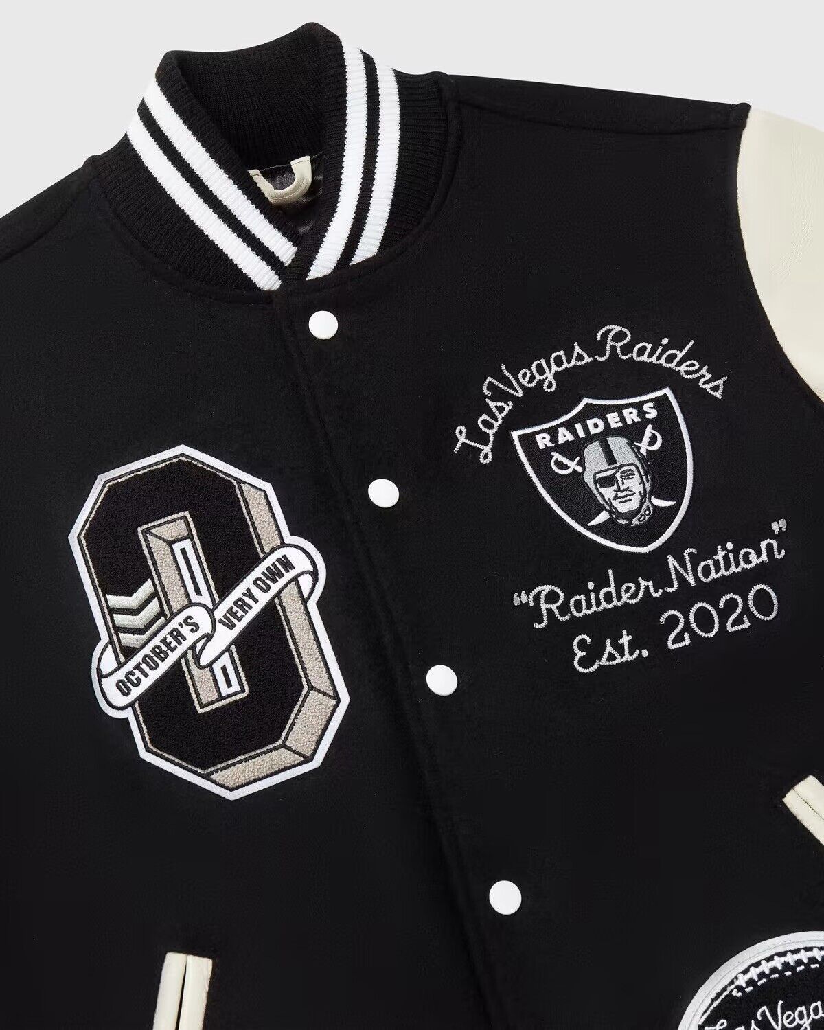 Drake OVO X NFL Las Vegas Raiders Leather Wool Varsity Jacket Size US M / EU 48-50 / 2 - 14 Thumbnail