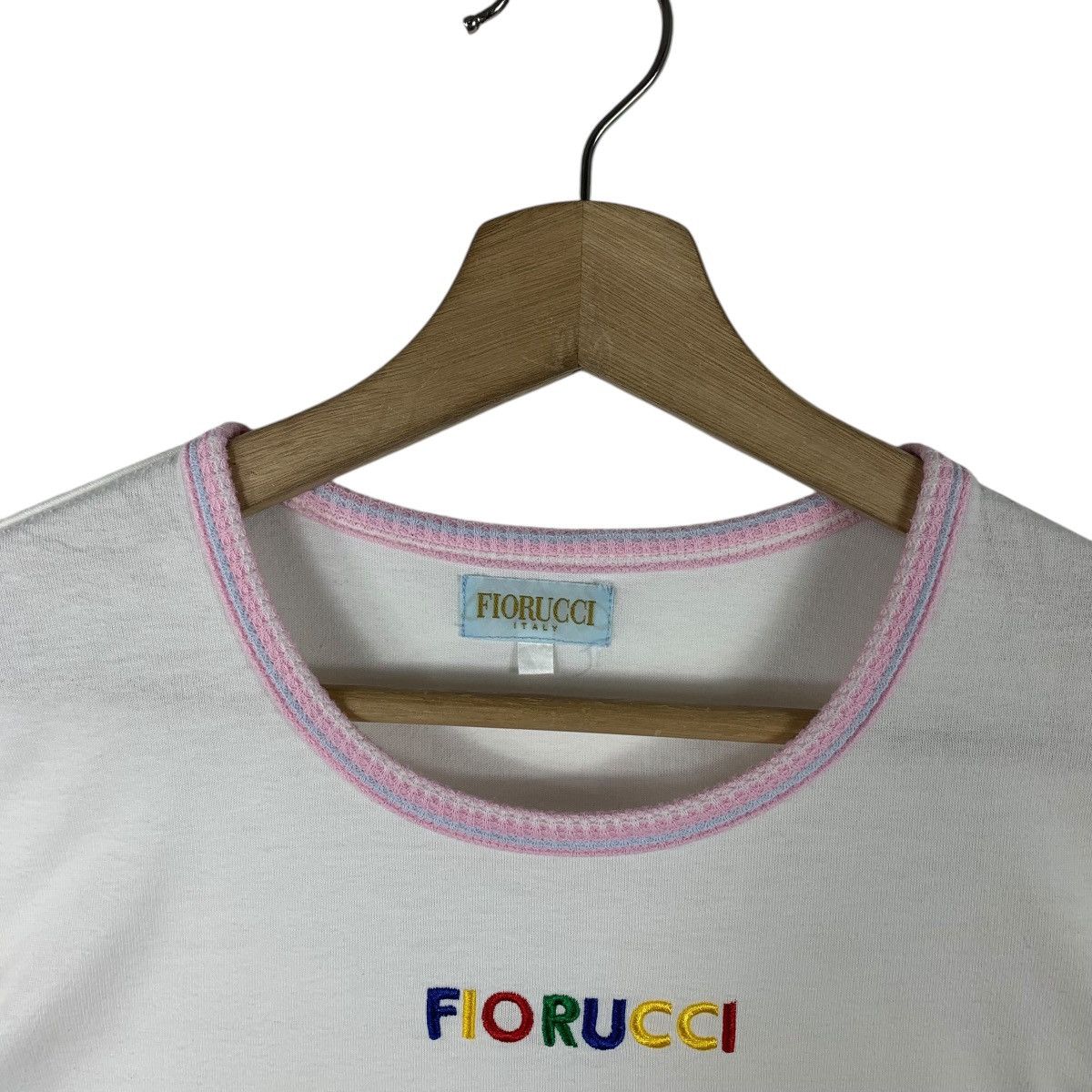 Fiorucci × Vintage Vintage FIORUCCI Centre embroidery multicolour spellout tee Size L / US 10 / IT 46 - 8 Thumbnail
