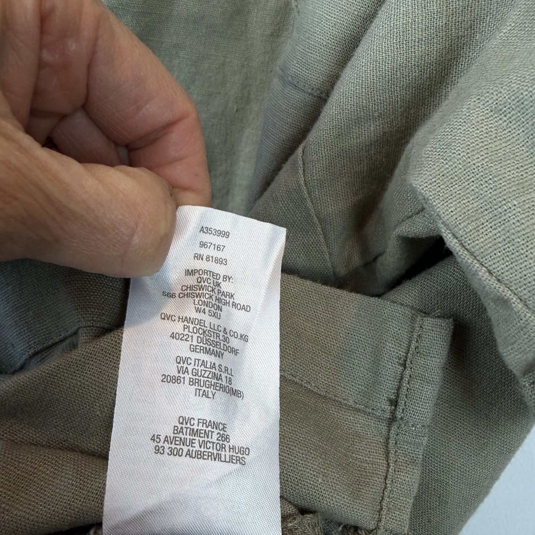 CO D&Co. Denim Co Button-Up Tunic Shirt Womens 3X Beige Solid Short Sleeve Collared Casual Size XXL / US 16-18 / IT 52-54 - 7 Thumbnail