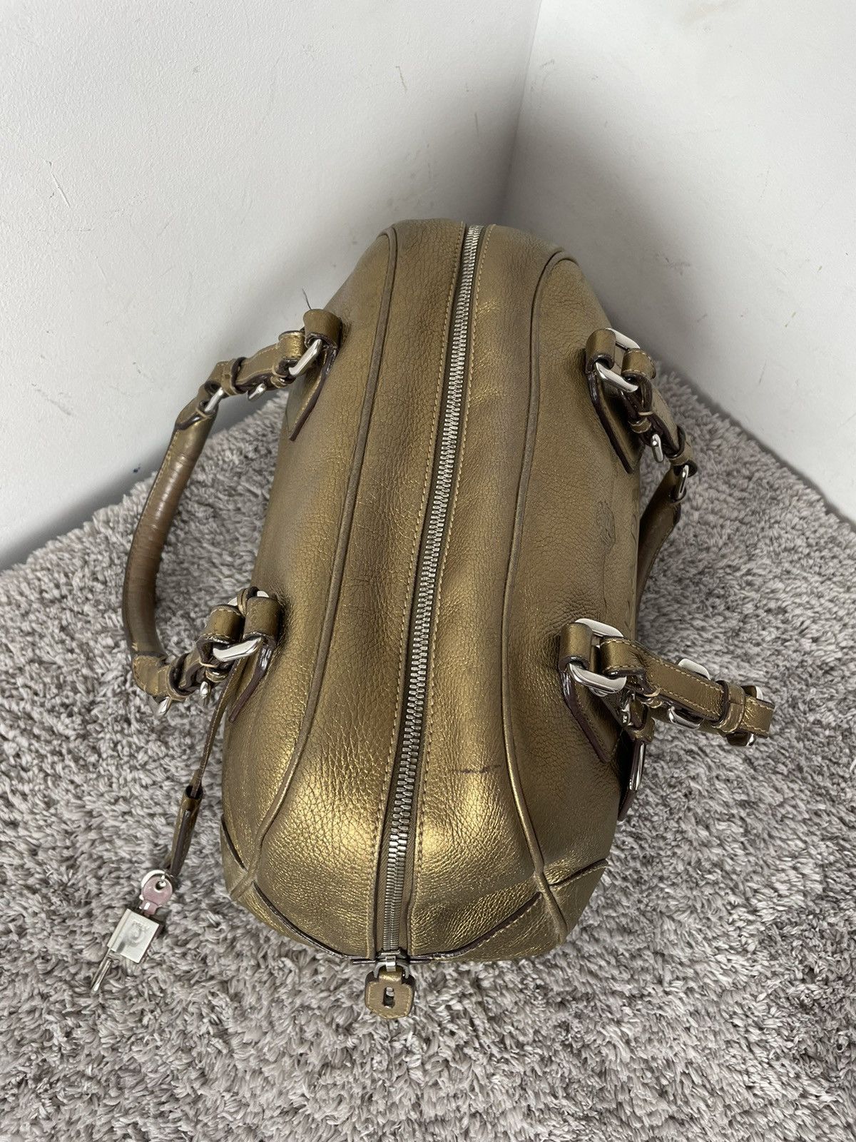 Prada Prada Metallic Gold Leather Logo Satchel Size ONE SIZE - 16 Thumbnail