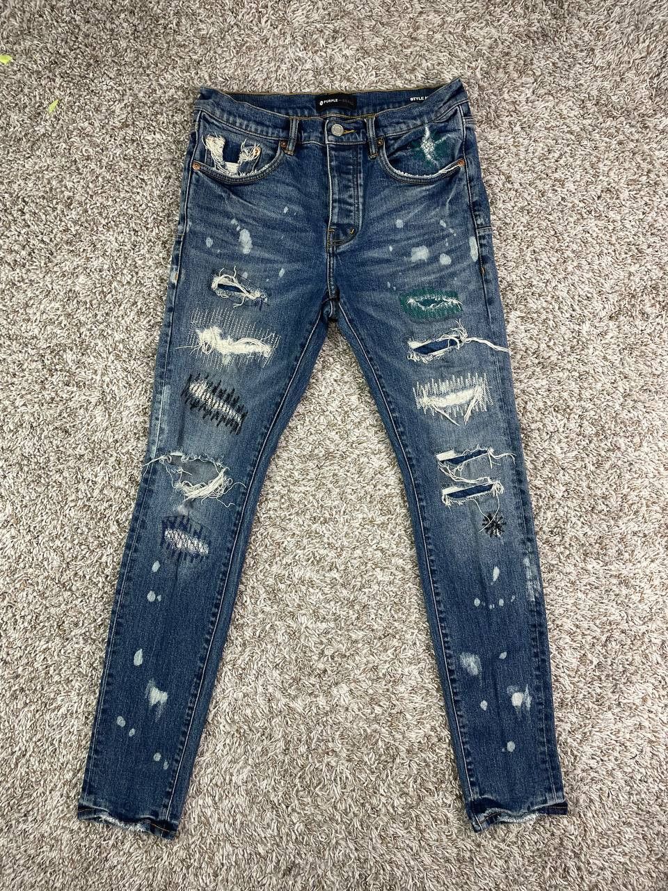 Purple Brand Purple Brand Extreme Worn Zigzag Repair Jeans Size US 31 - 1 Thumbnail