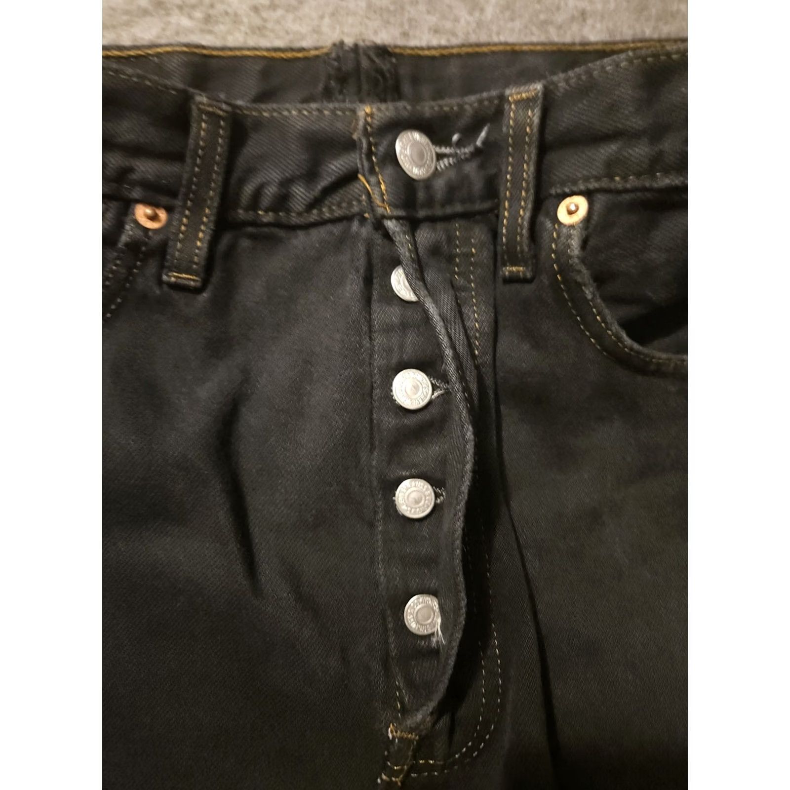 Levi's VINTAGE Levi's Skirt Womens 4 Denim High Rise Black Button Fly Pockets 501 UK 90s Bohemian Short Mini Mens? Size 27" / US 4 / IT 40 - 5 Thumbnail
