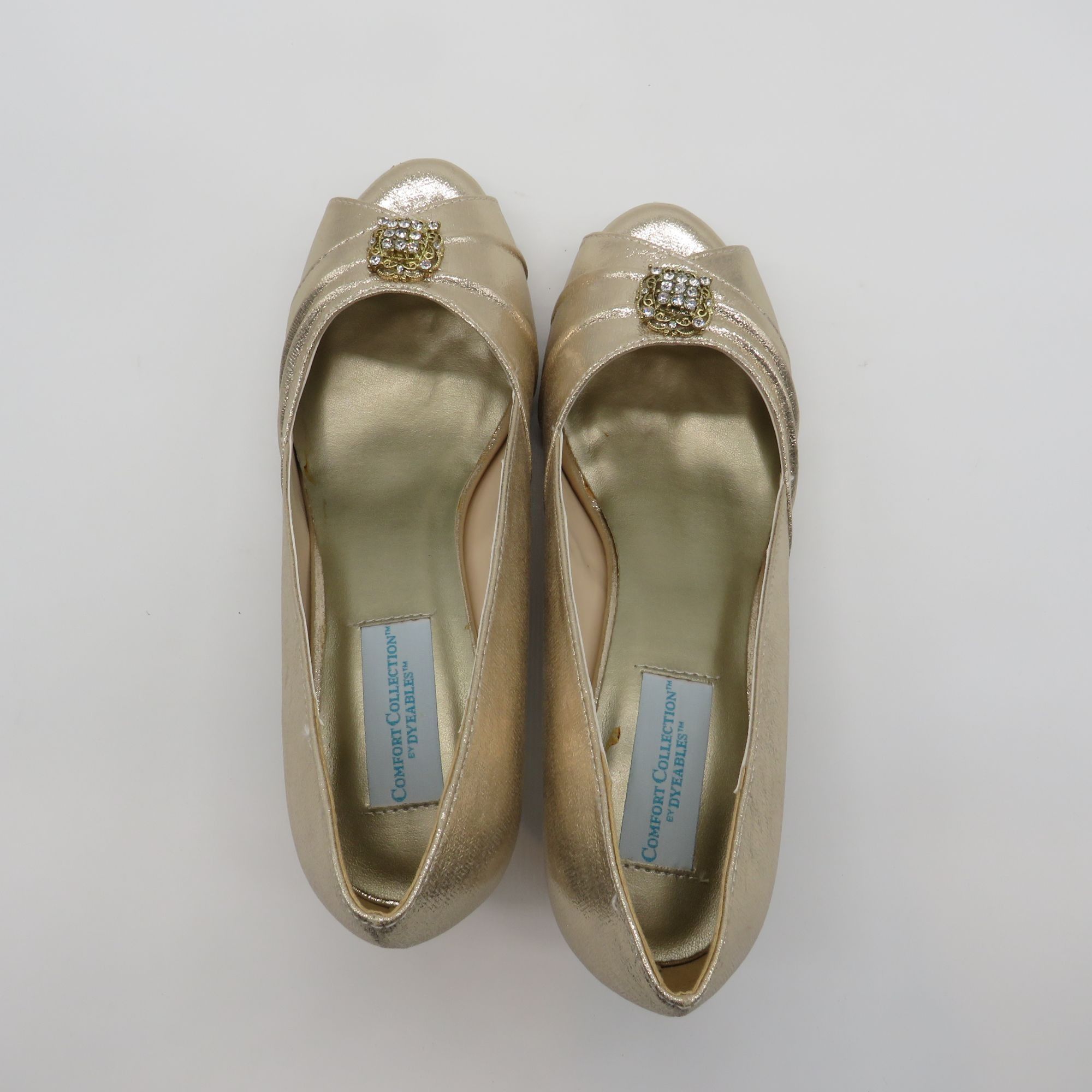 Other Dyeables Champagne Peep-Toe 2.5 Inch Heel Shoes Rhinestone 9 Size US 9.5 / IT 39.5 - 4 Thumbnail