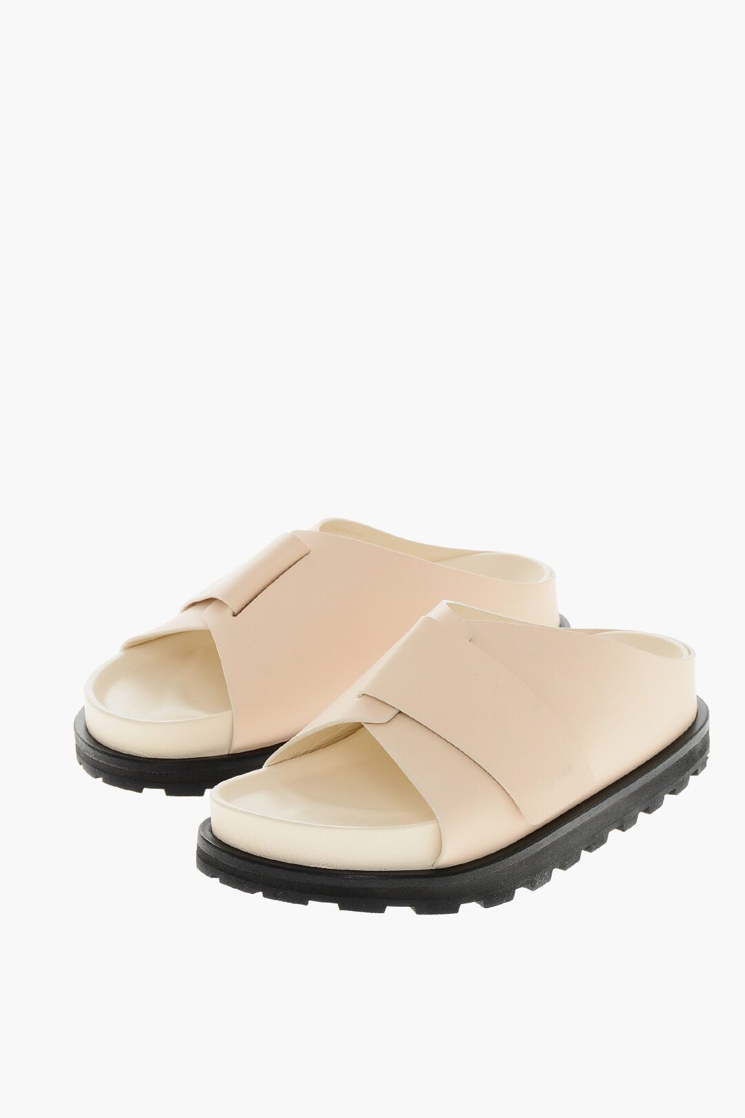 Jil Sander og1mm1225 Leather Slides in Beige Size US 8 / IT 38 - 2 Thumbnail
