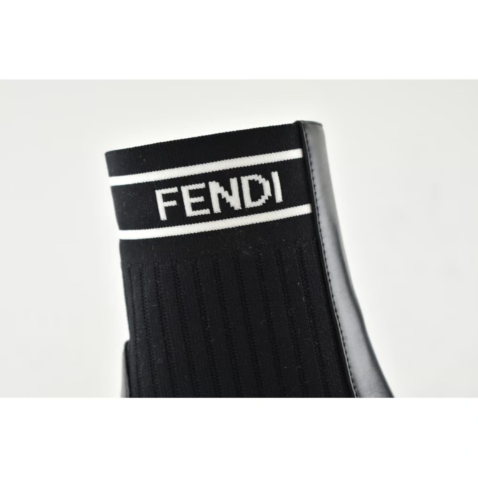Fendi Fendi Rockoko Black Scuba Stretch FF Logo Knit Sock Ankle Size US 5 / IT 35 - 5 Thumbnail