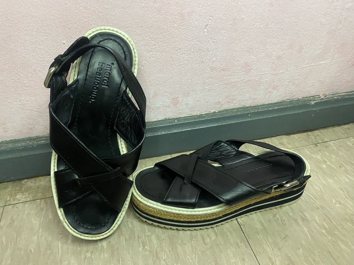 Issey Miyake × Japanese Brand × mercibeaucoup Mercibeaucoup by issey miyake leather black sandal Size US 7 / IT 37 - 9 Thumbnail