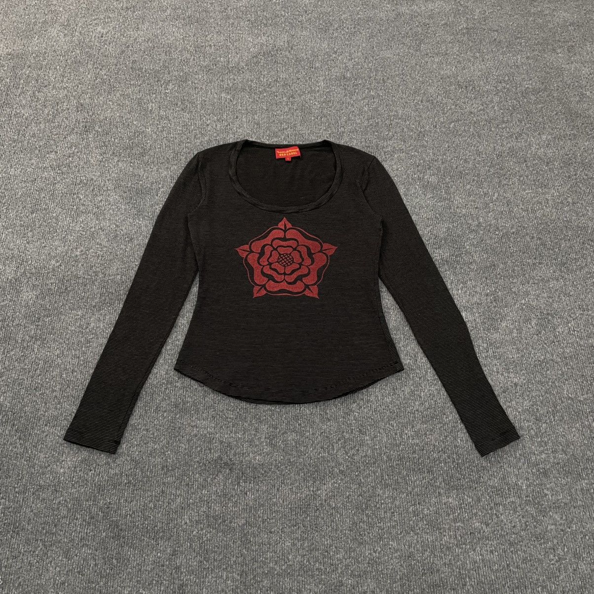 Vivienne Westwood Vivienne Westwood Red Label Black Ribbed Orb Rose Print Y2K Size S / US 4 / IT 40 - 1 Thumbnail