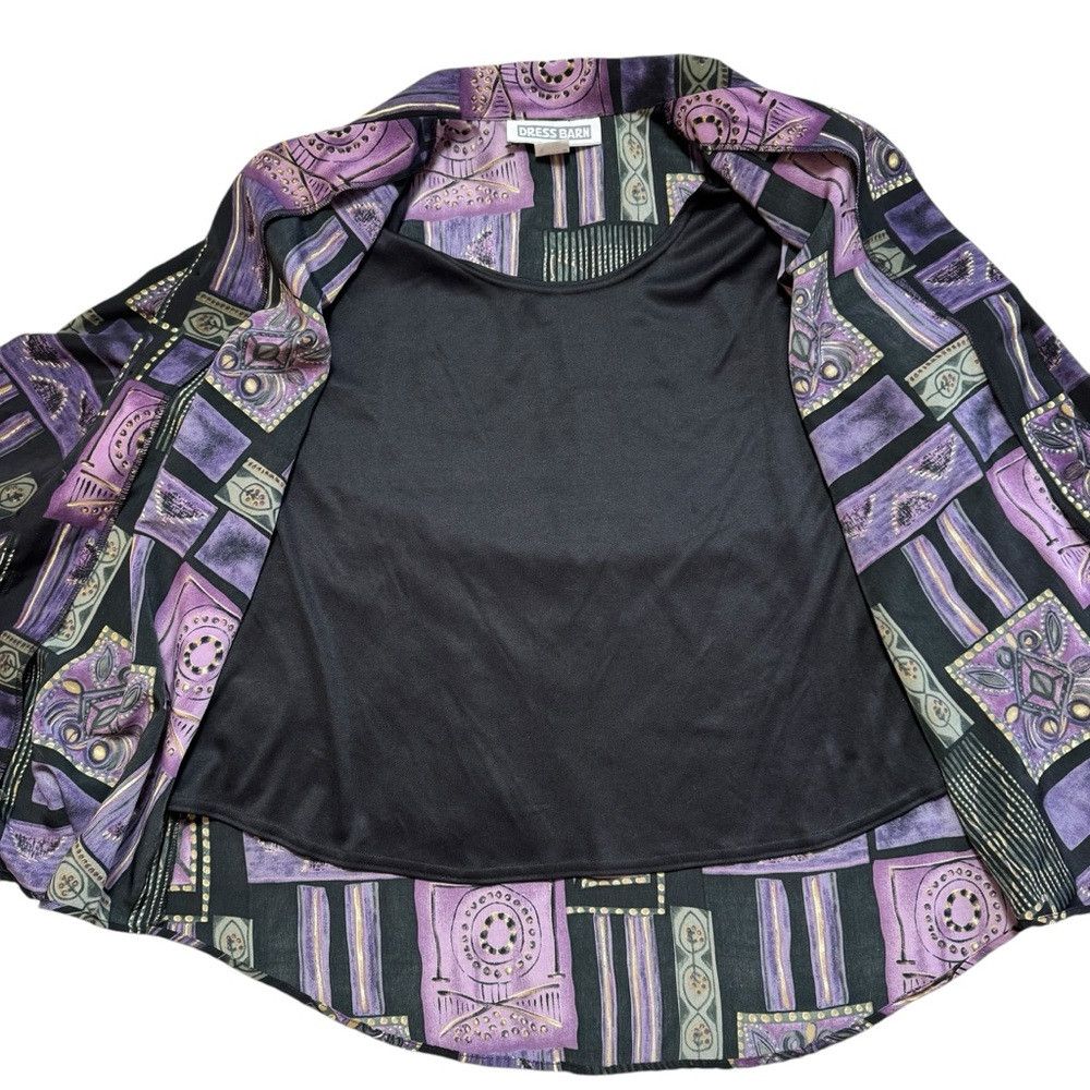 Other Vintage Dress Barn Purple Patchwork Print Shirt With Attach Size XL / US 12-14 / IT 48-50 - 6 Thumbnail