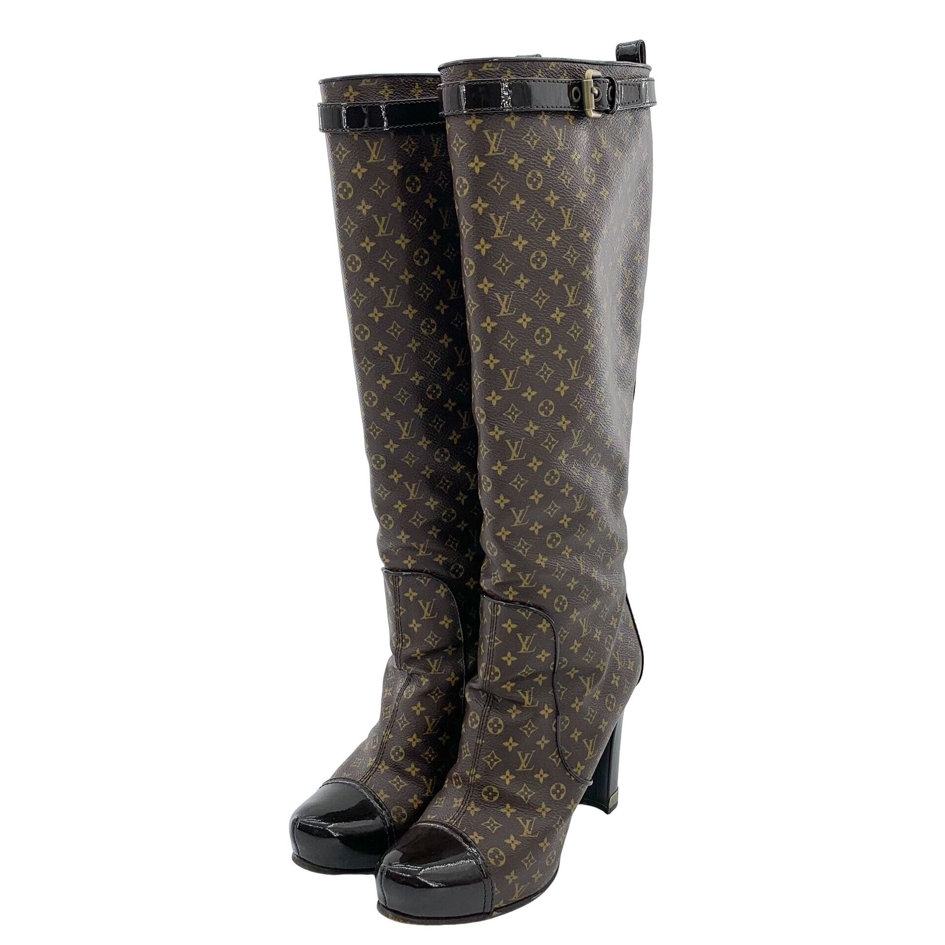 Louis Vuitton Louis Vuitton Monogram Block Heel Tall Boots 38 Size US 8 / IT 38 - 1 Thumbnail