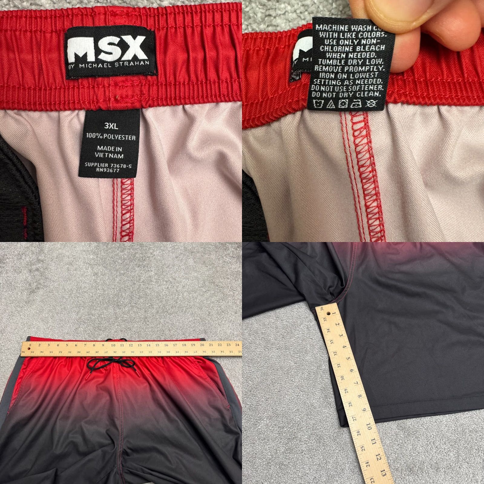 Vintage MSX Ombre Athletic Training Shorts Mens 3XL Red Black Jersey Pocket Drawstring Elastic Waist Breathable 10in Inseam Active Sports Athleisure Shirt? Size US 39 - 8 Thumbnail