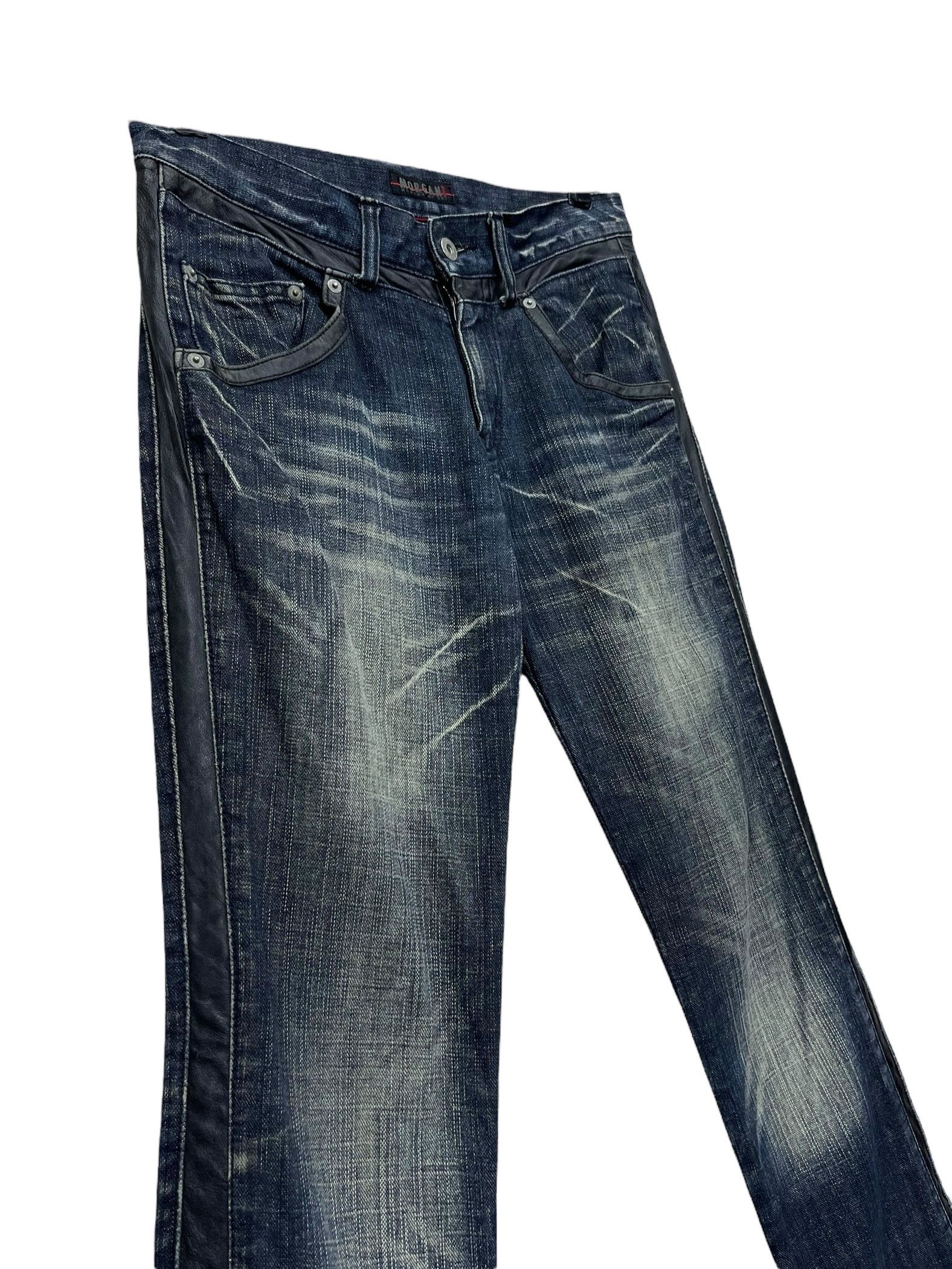 Morgan Homme 🔥VIntage MORGAN HOMME Side Seam Leather Mudwash Flare Denim Size US 30 / EU 46 - 5 Thumbnail