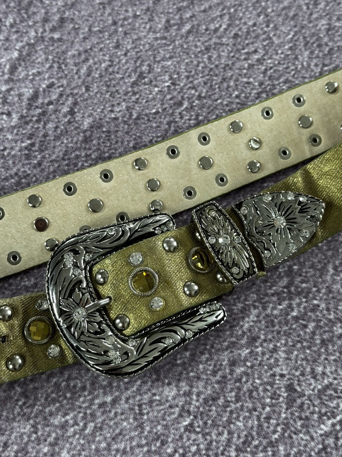 Japanese Brand Y2K Bb Simons Style Glamour Rhinestones Grunge Belt Size 30 - 5 Thumbnail