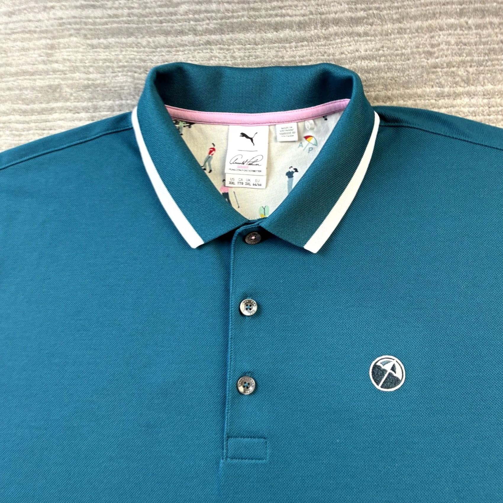 Puma PUMA Polo Shirt Mens 2XL Blue Arnold Palmer Golf Bay Hill Umbrella Tipped Size US XXL / EU 58 / 5 - 2 Thumbnail